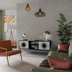 BLACK HOLE 2-Door TV Stand in Black Finish