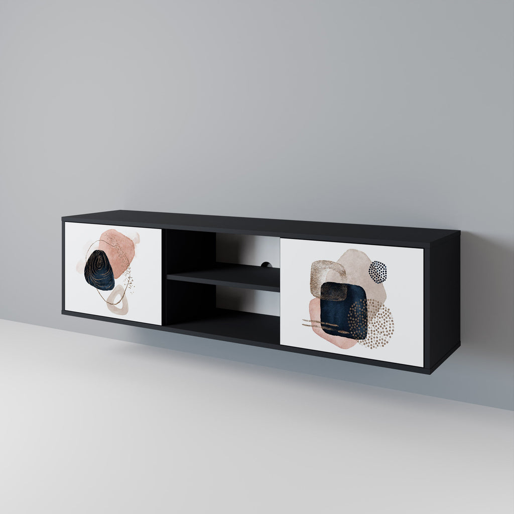 COLORFUL SHAPES Móvel de TV com 2 Portas em Acabamento Preto