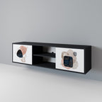 COLORFUL SHAPES Móvel de TV com 2 Portas em Acabamento Preto