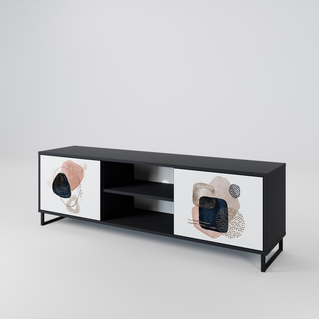 COLORFUL SHAPES Móvel de TV com 2 Portas em Acabamento Preto