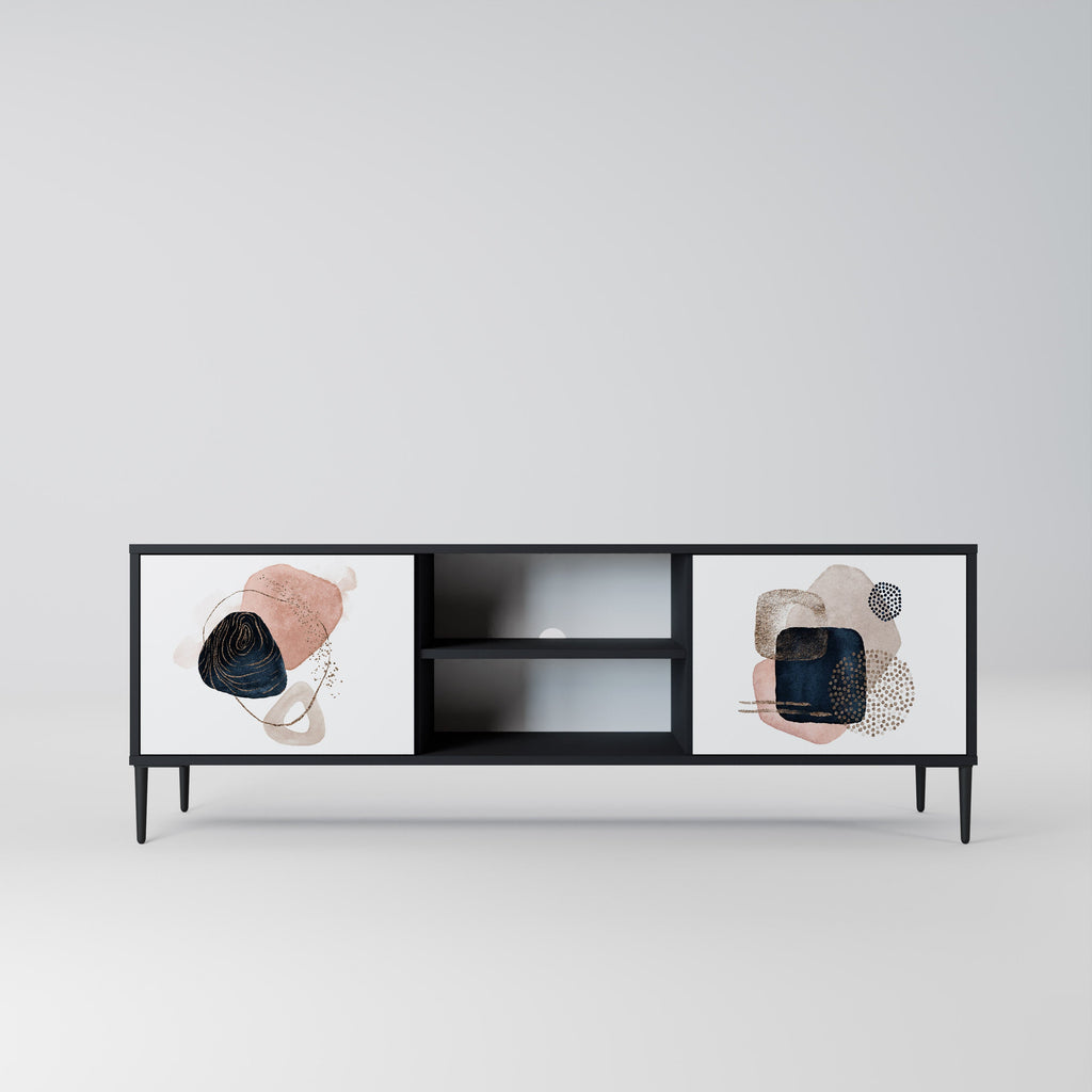 COLORFUL SHAPES Móvel de TV com 2 Portas em Acabamento Preto