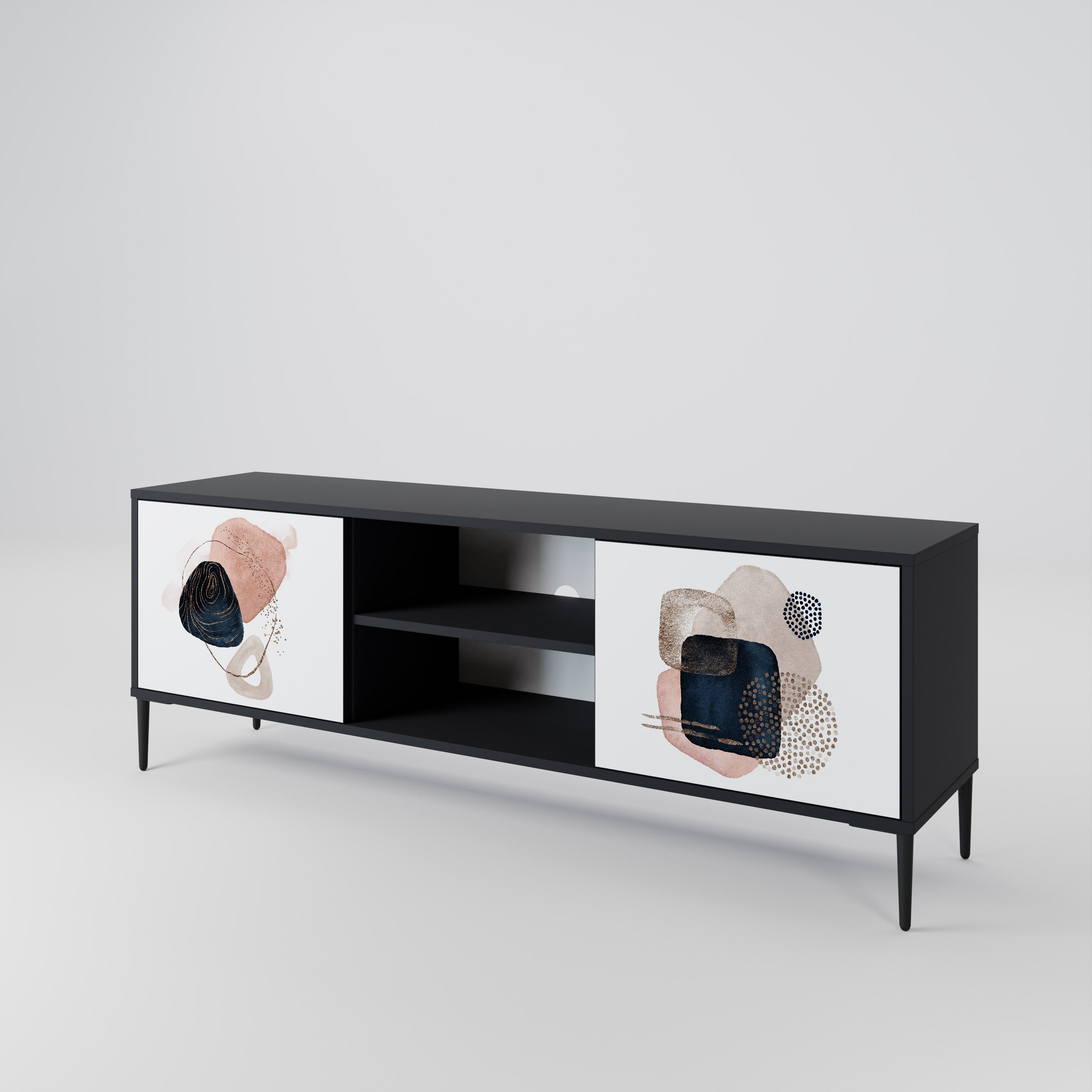 COLORFUL SHAPES Móvel de TV com 2 Portas em Acabamento Preto