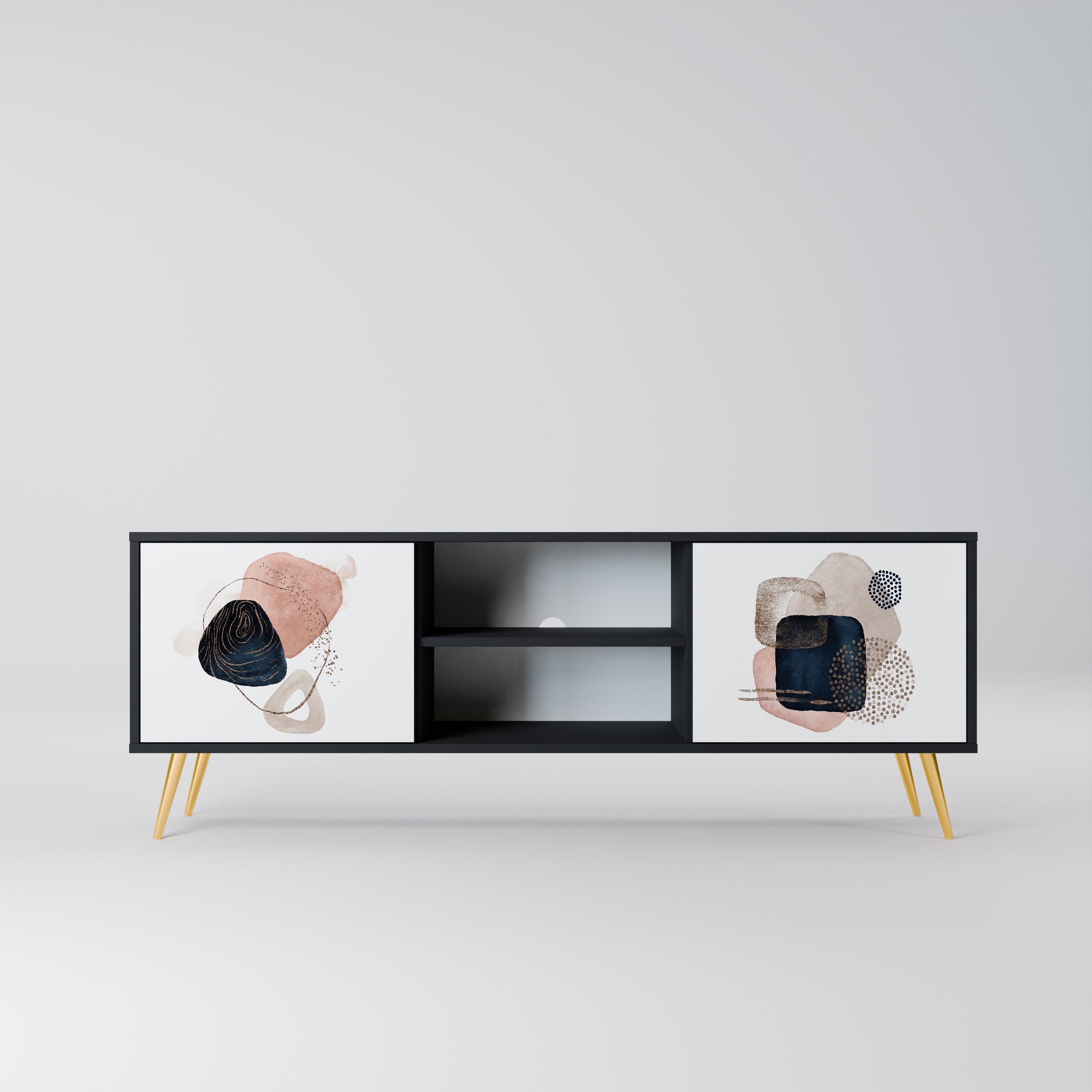 COLORFUL SHAPES Móvel de TV com 2 Portas em Acabamento Preto