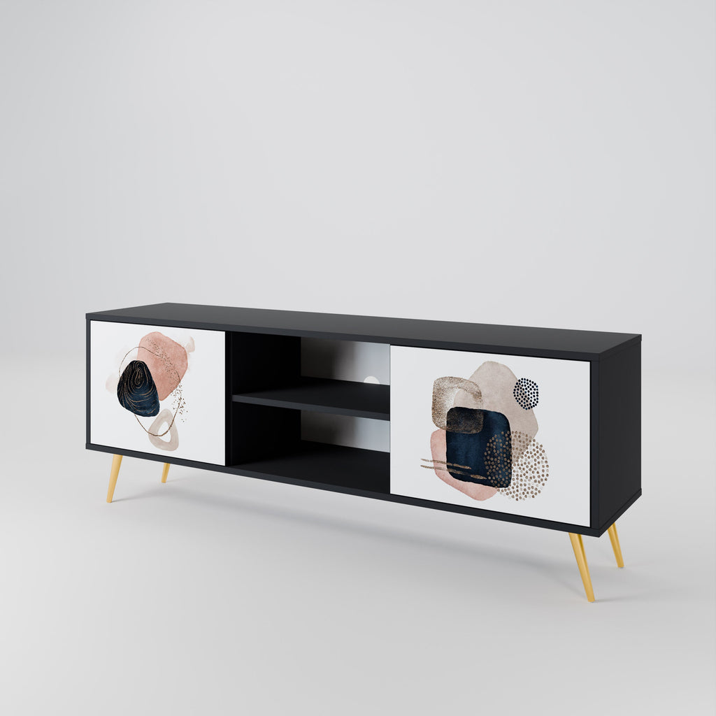 COLORFUL SHAPES Móvel de TV com 2 Portas em Acabamento Preto