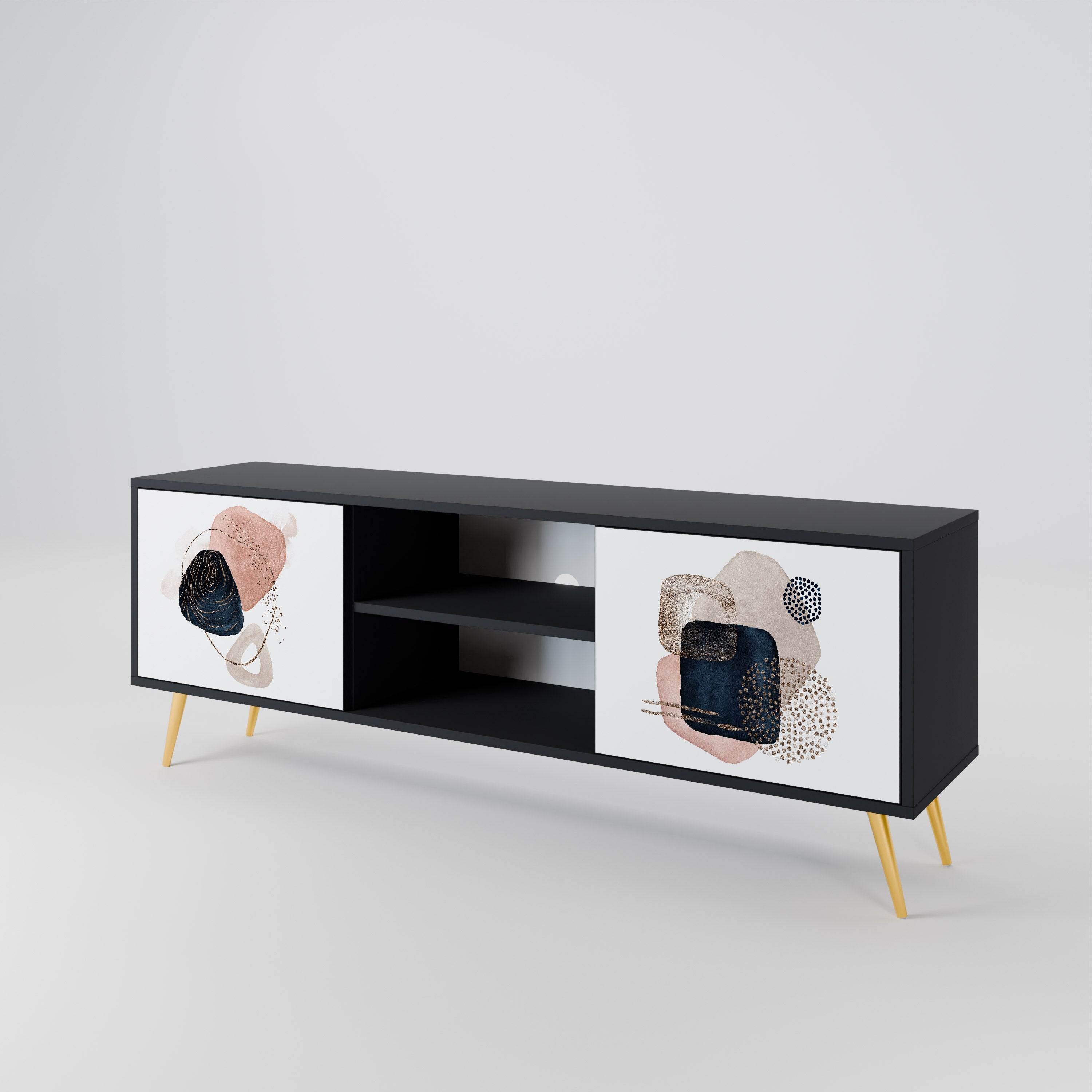 COLORFUL SHAPES Móvel de TV com 2 Portas em Acabamento Preto