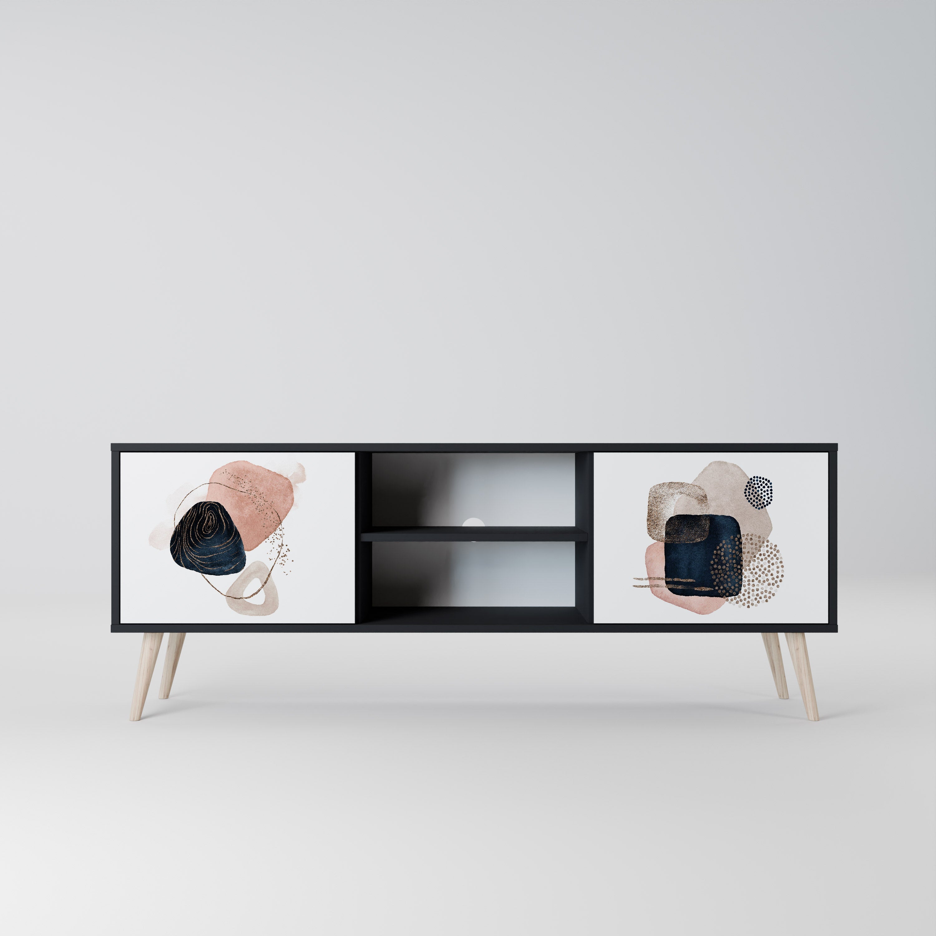 COLORFUL SHAPES Móvel de TV com 2 Portas em Acabamento Preto