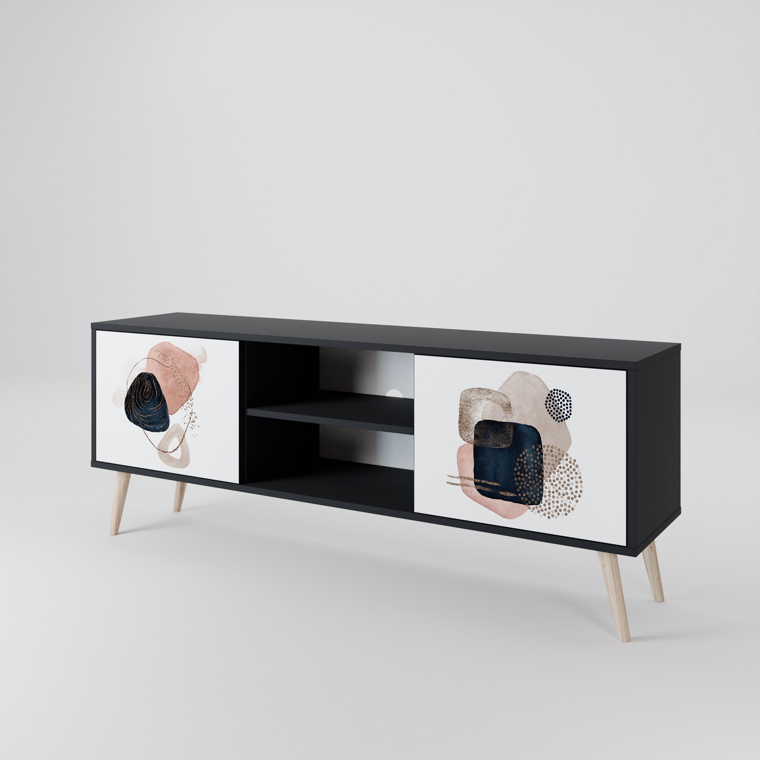 COLORFUL SHAPES Móvel de TV com 2 Portas em Acabamento Preto