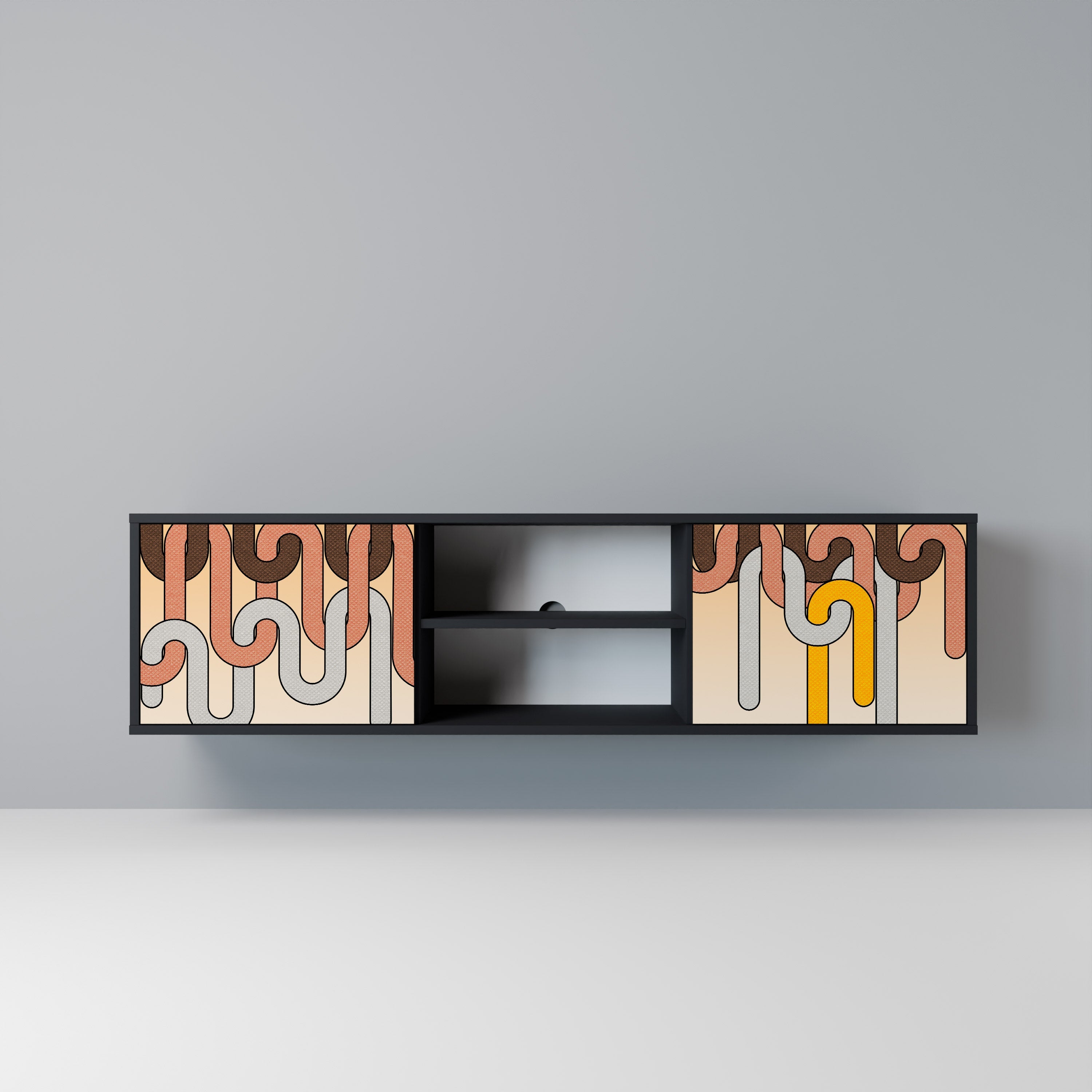 COLORFUL STRINGS Móvel de TV com 2 Portas em Acabamento Preto