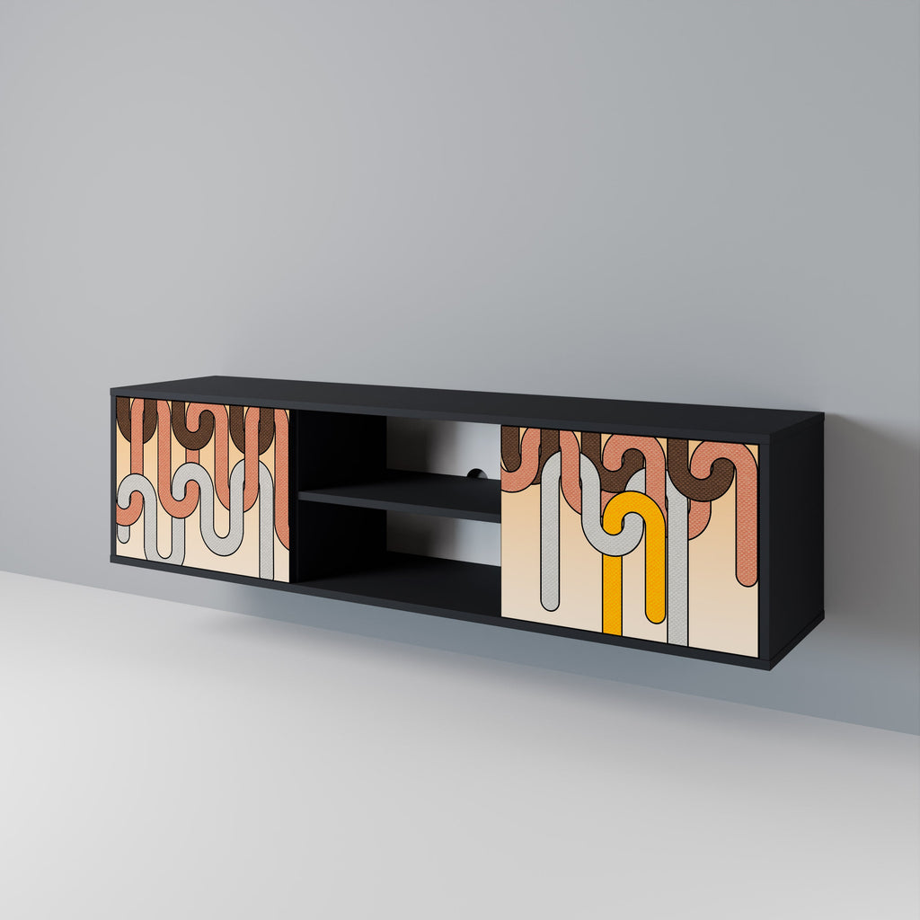 COLORFUL STRINGS Móvel de TV com 2 Portas em Acabamento Preto