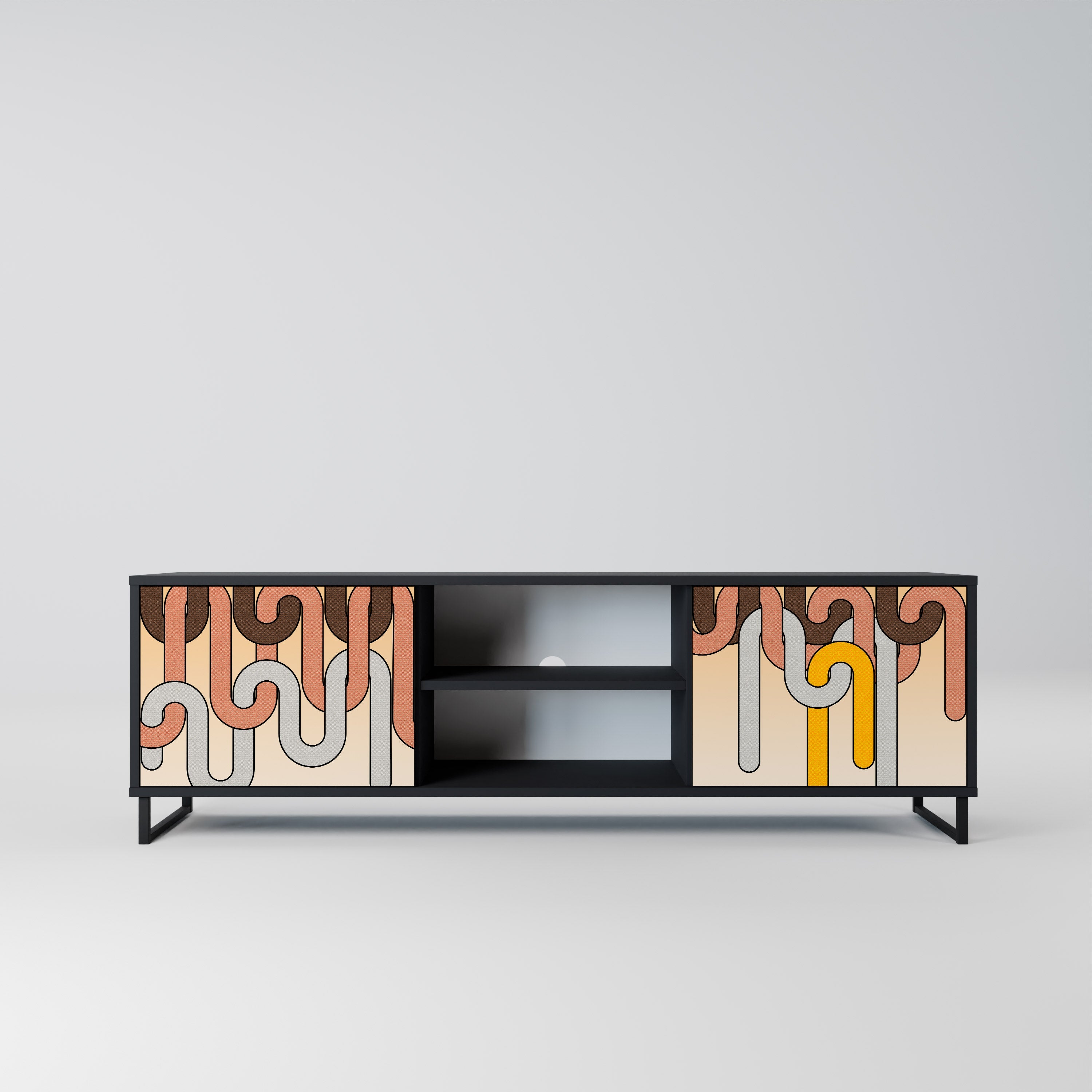 COLORFUL STRINGS Móvel de TV com 2 Portas em Acabamento Preto