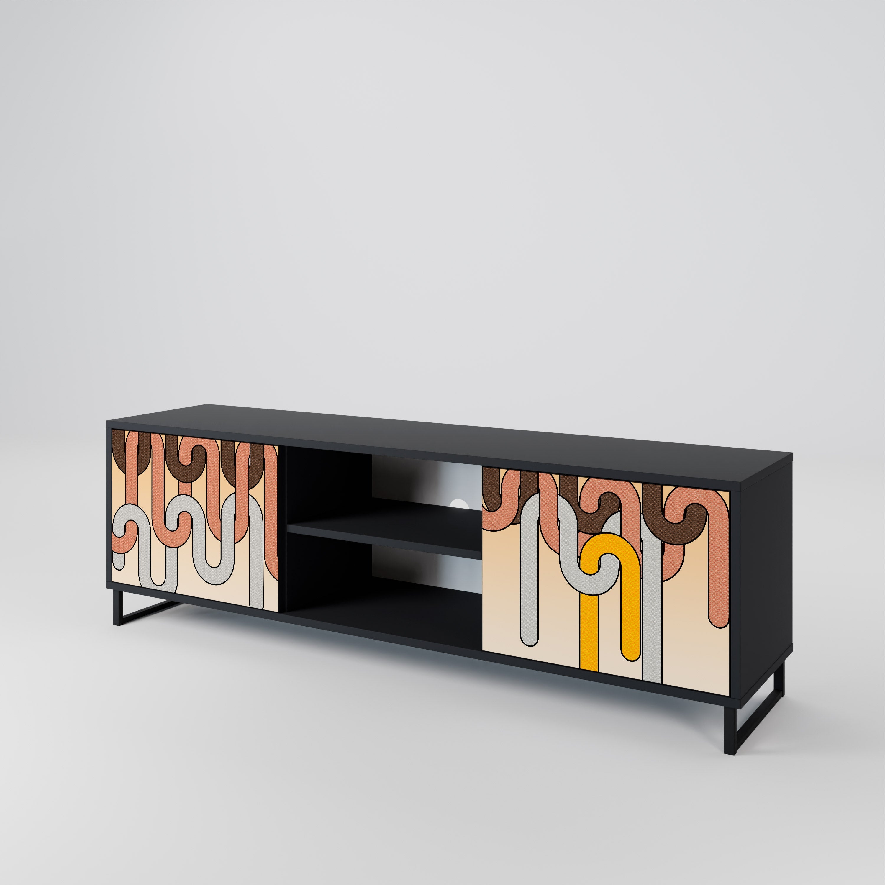 COLORFUL STRINGS Móvel de TV com 2 Portas em Acabamento Preto