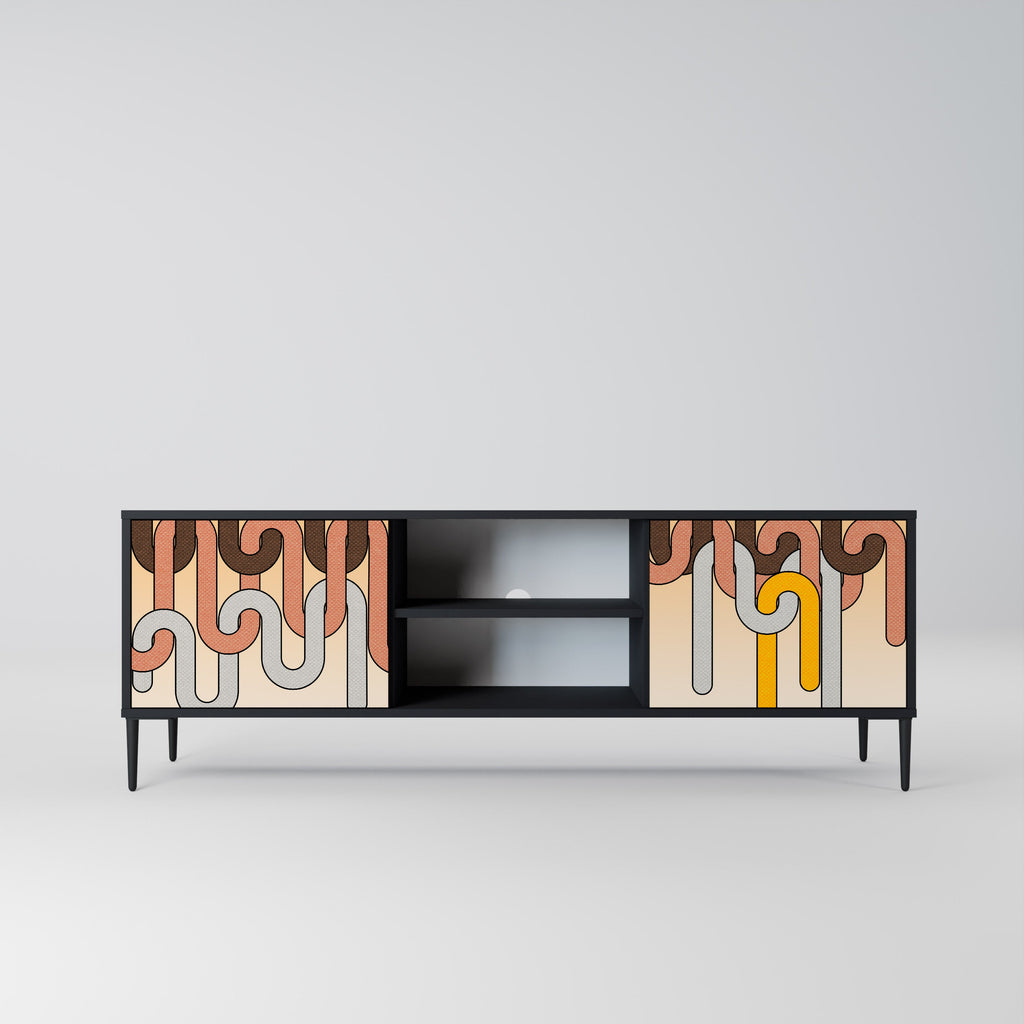 COLORFUL STRINGS Móvel de TV com 2 Portas em Acabamento Preto