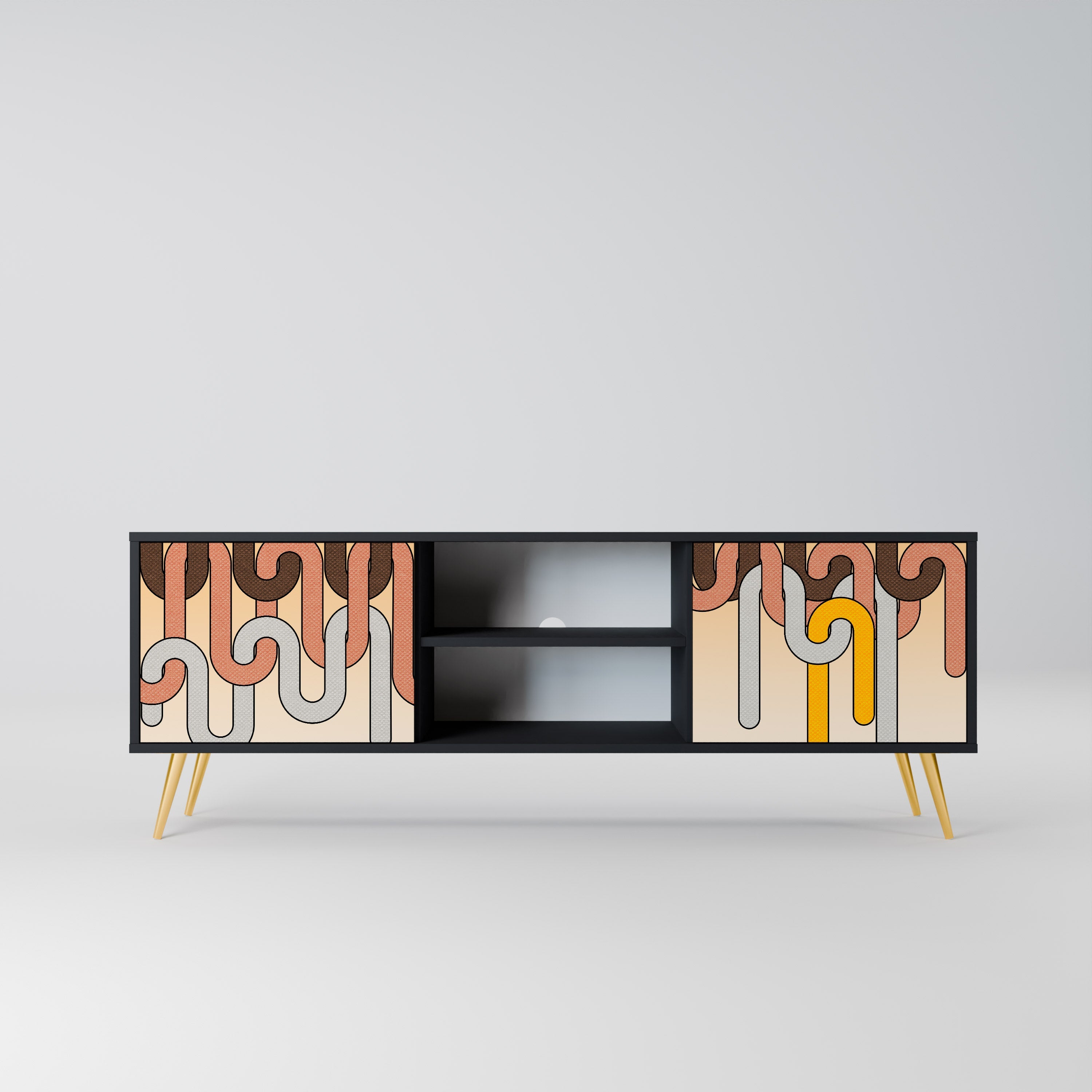 COLORFUL STRINGS Móvel de TV com 2 Portas em Acabamento Preto