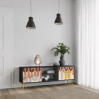 COLORFUL STRINGS Móvel de TV com 2 Portas em Acabamento Preto