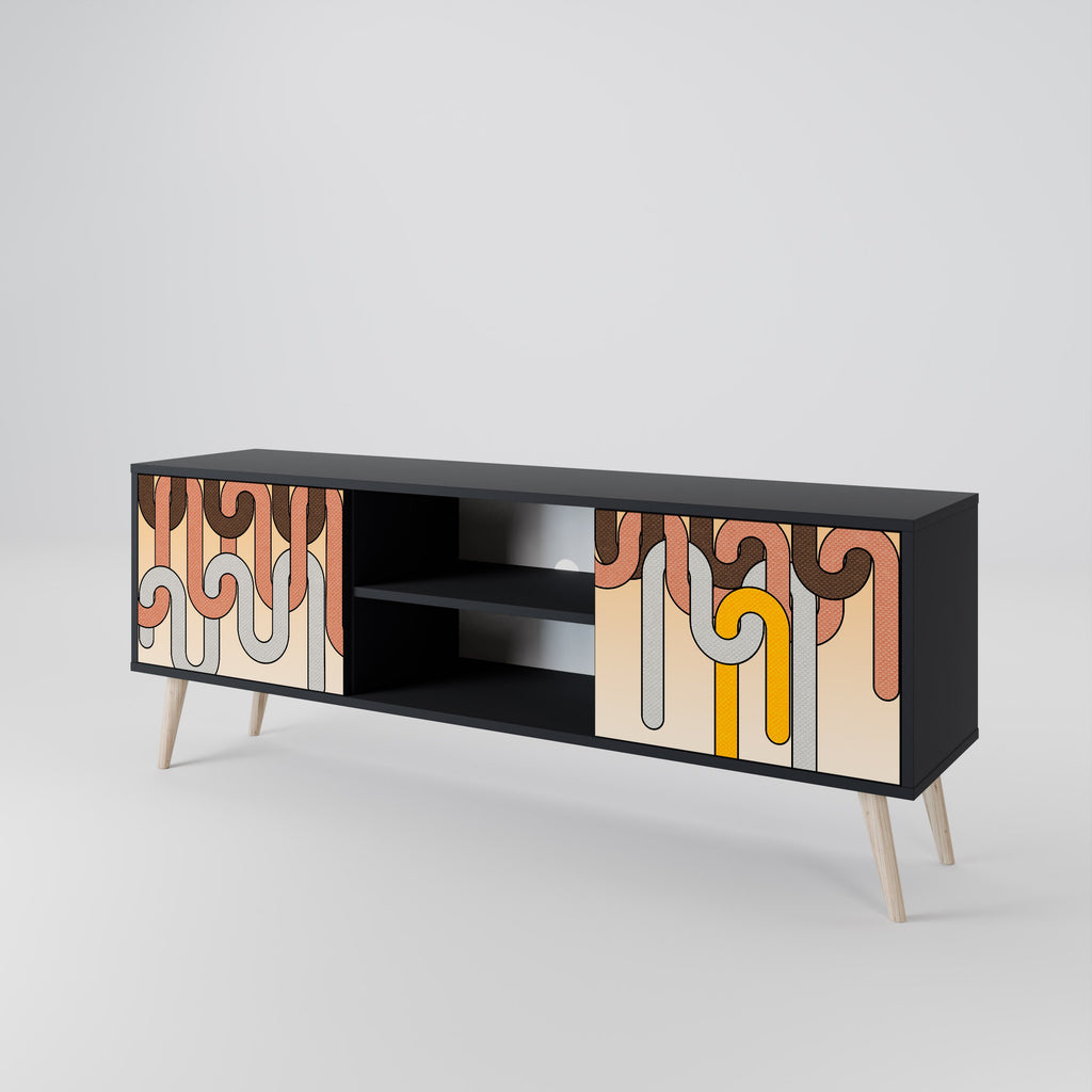 COLORFUL STRINGS Móvel de TV com 2 Portas em Acabamento Preto