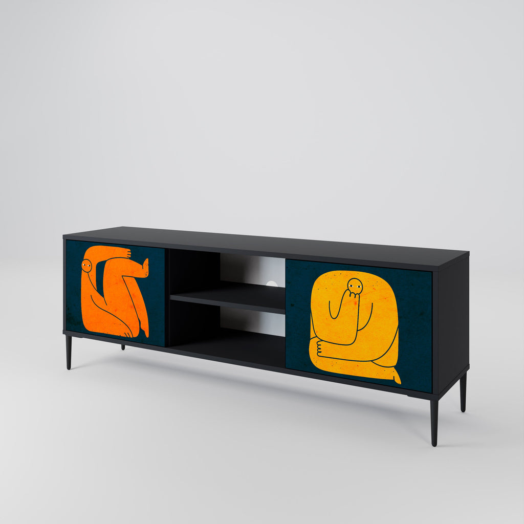 TOGETHER BUT SEPARATELY 2-Door TV Stand in Black Finish