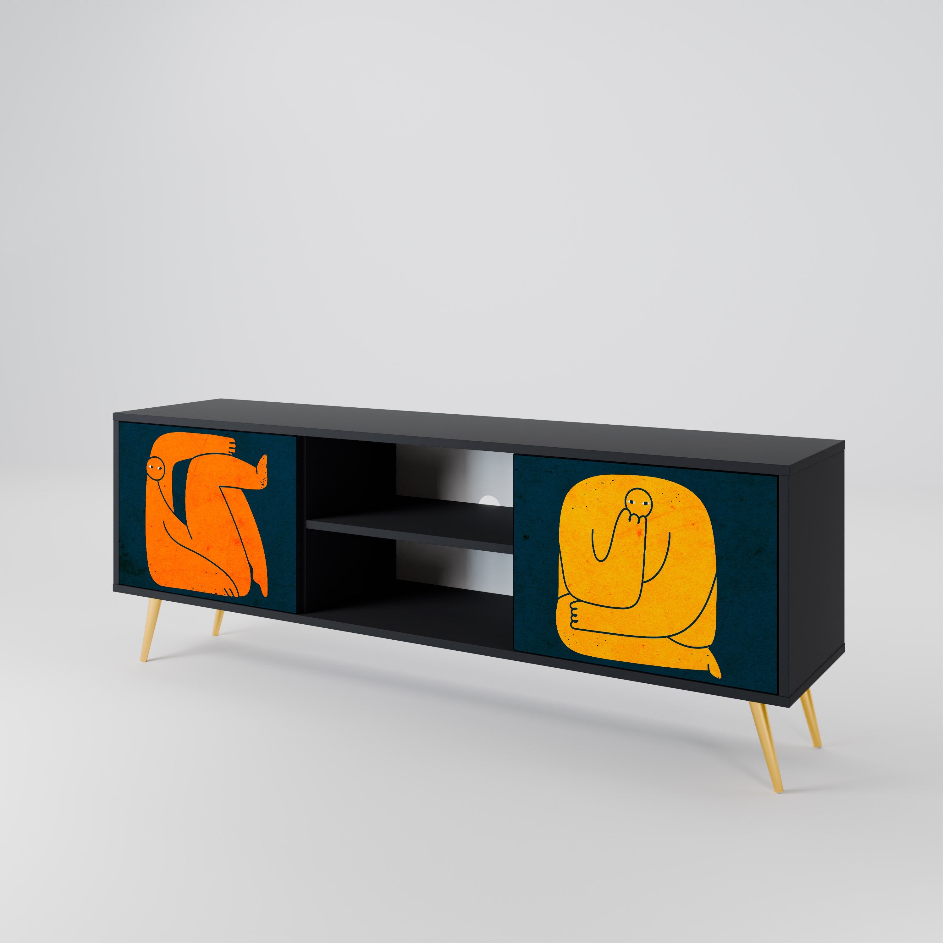 TOGETHER BUT SEPARATELY 2-Door TV Stand in Black Finish