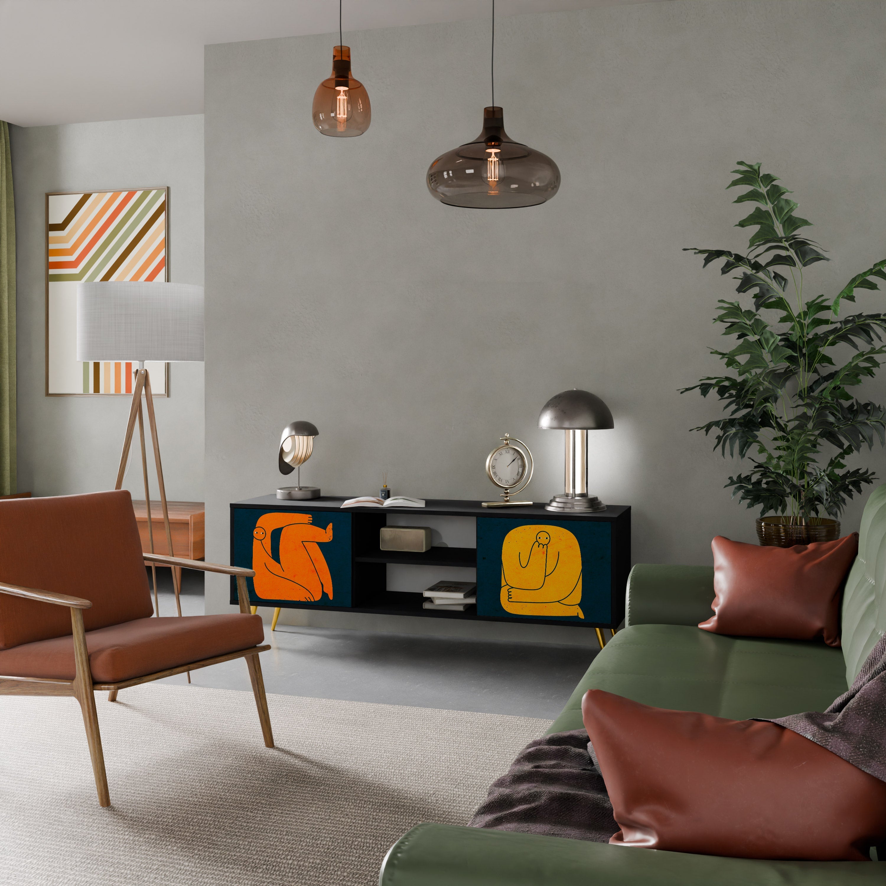 TOGETHER BUT SEPARATELY 2-Door TV Stand in Black Finish