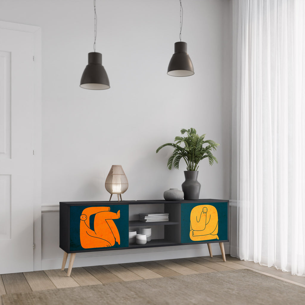 TOGETHER BUT SEPARATELY 2-Door TV Stand in Black Finish