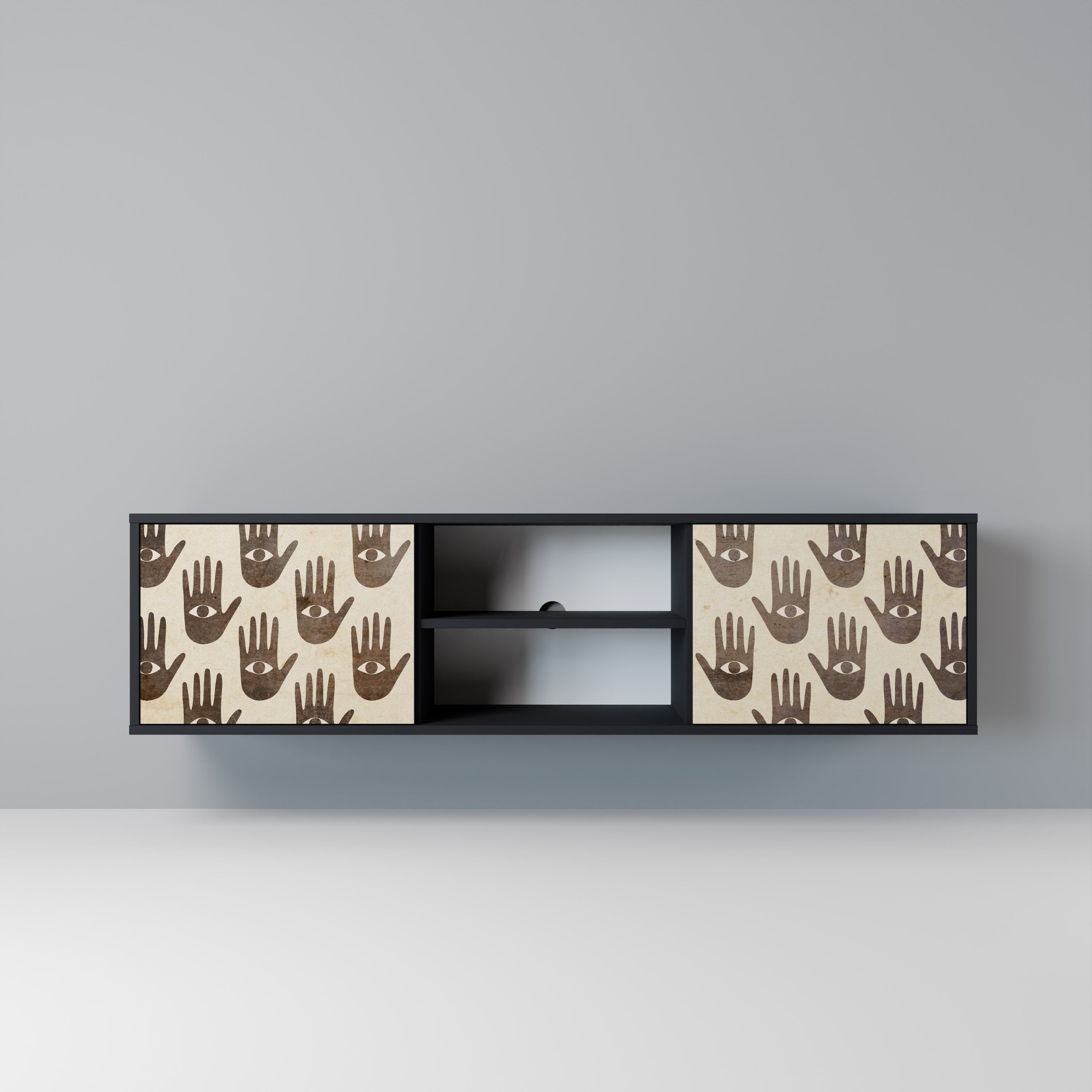 SEE MORE Móvel de TV com 2 Portas em Acabamento Preto