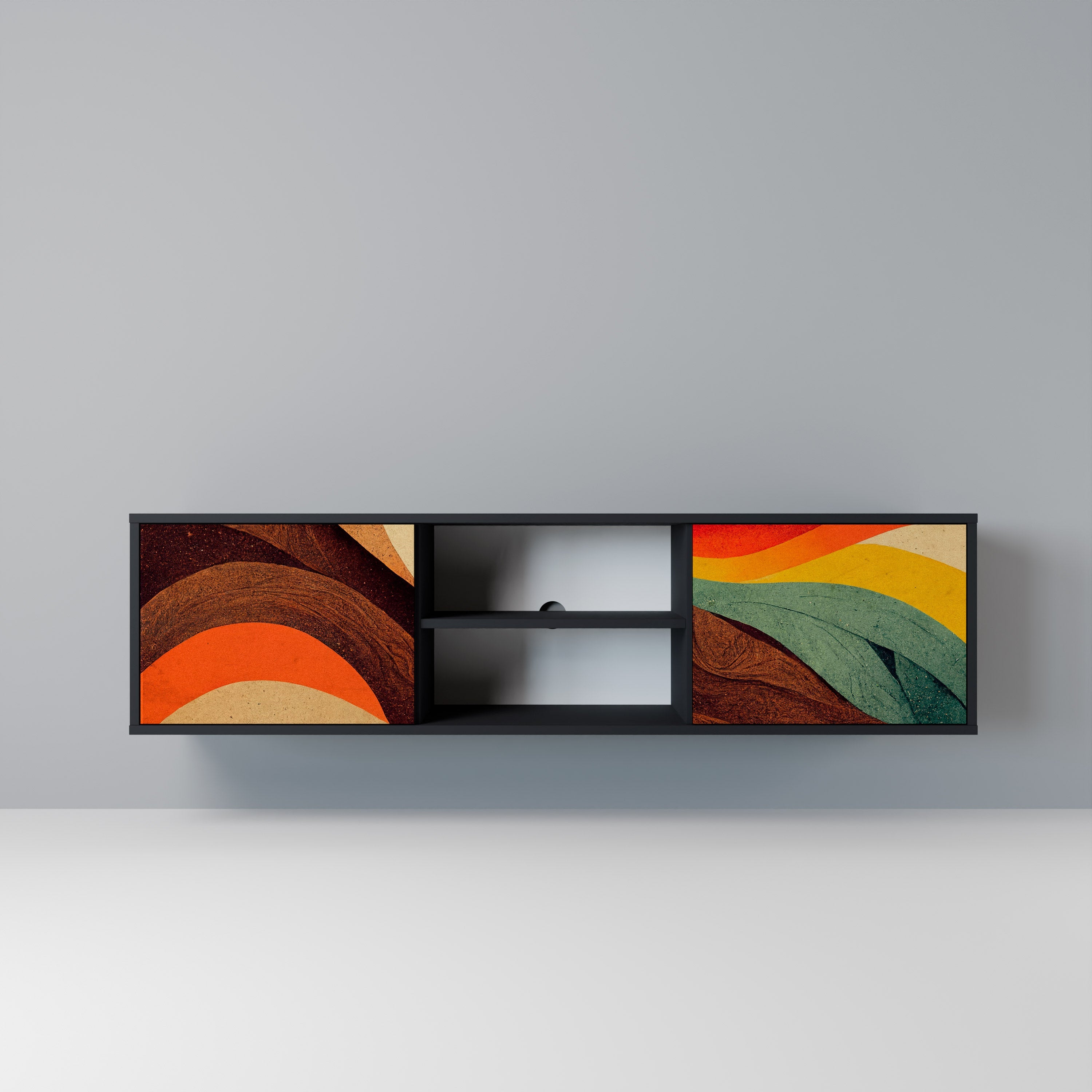 COLORFUL STRANDS Móvel de TV com 2 Portas em Acabamento Preto