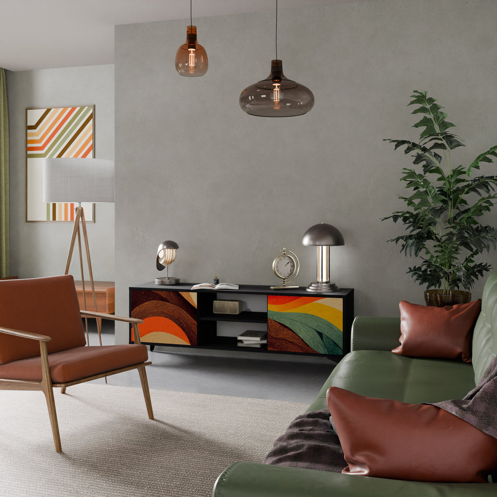 COLORFUL STRANDS Móvel de TV com 2 Portas em Acabamento Preto