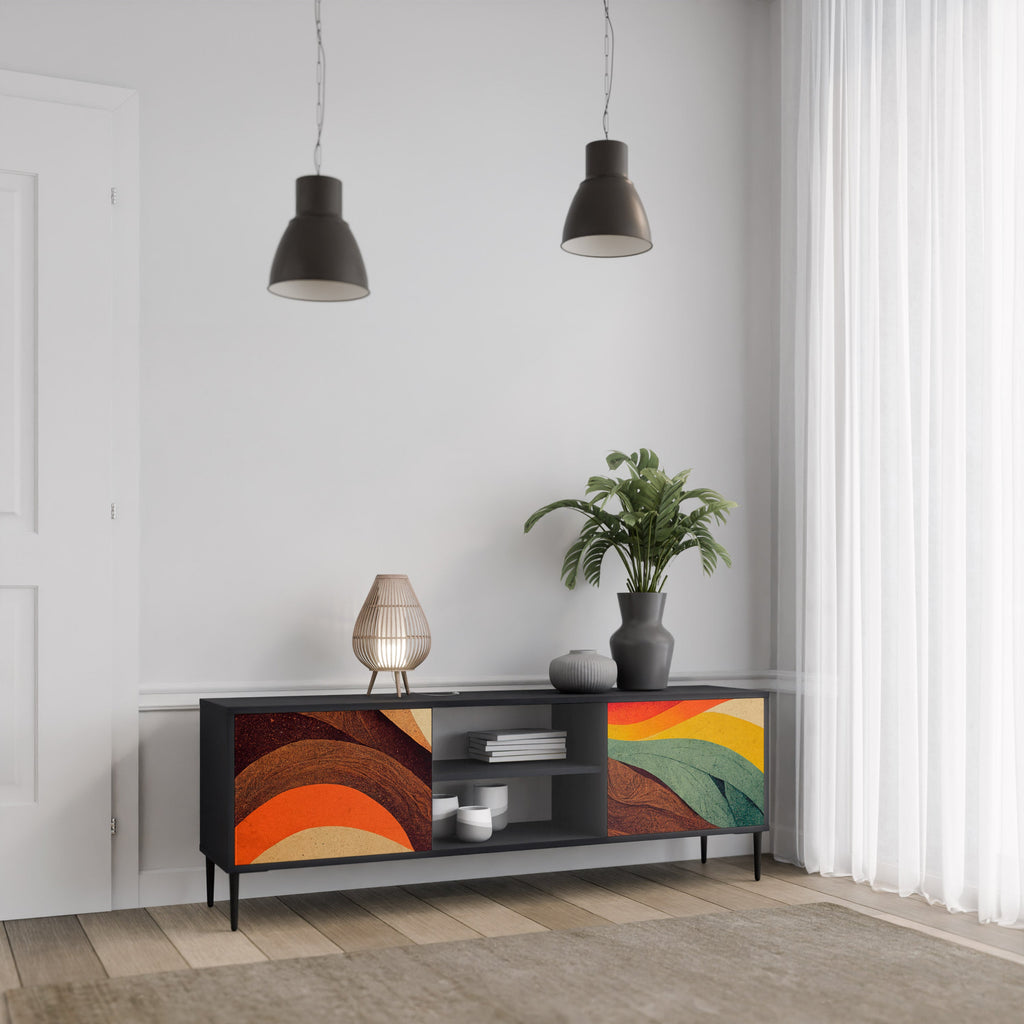 COLORFUL STRANDS Móvel de TV com 2 Portas em Acabamento Preto