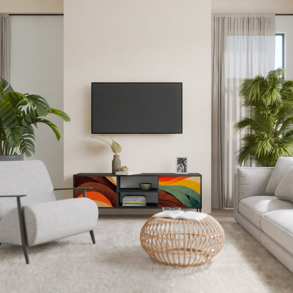 COLORFUL STRANDS Móvel de TV com 2 Portas em Acabamento Preto