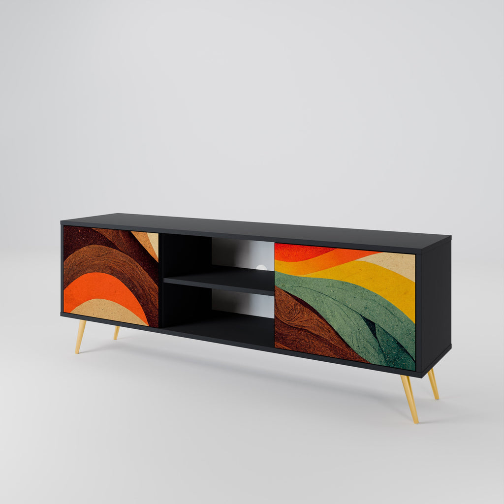 COLORFUL STRANDS Móvel de TV com 2 Portas em Acabamento Preto