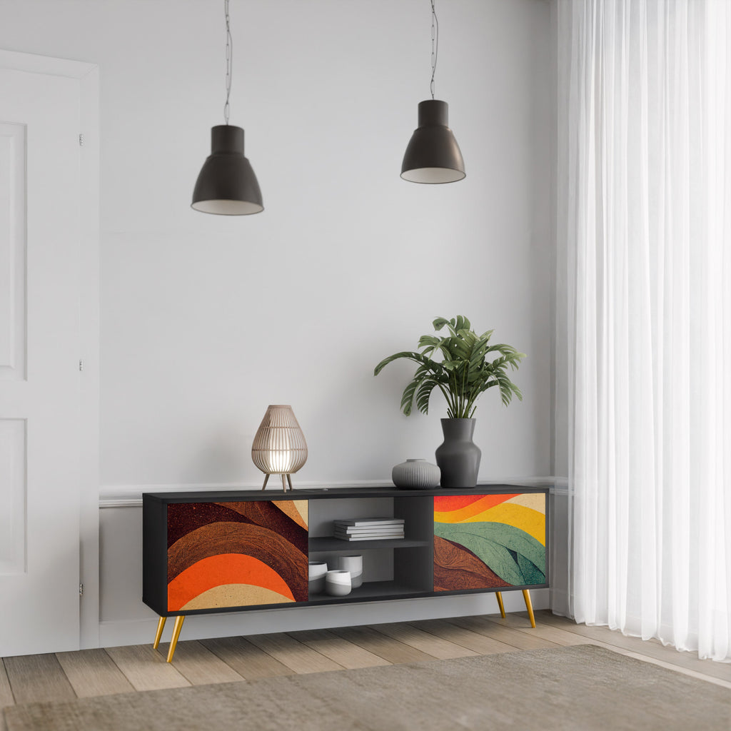 COLORFUL STRANDS Móvel de TV com 2 Portas em Acabamento Preto