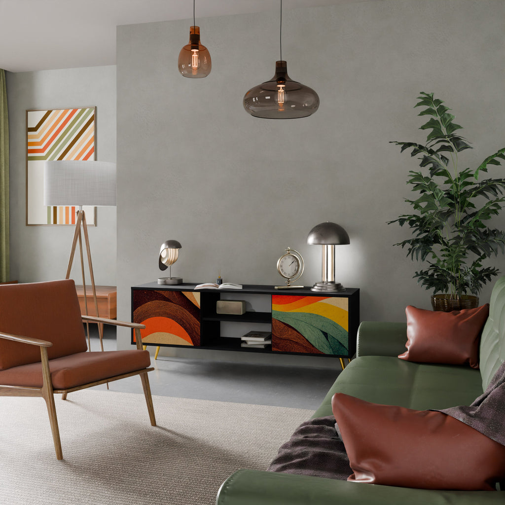 COLORFUL STRANDS Móvel de TV com 2 Portas em Acabamento Preto