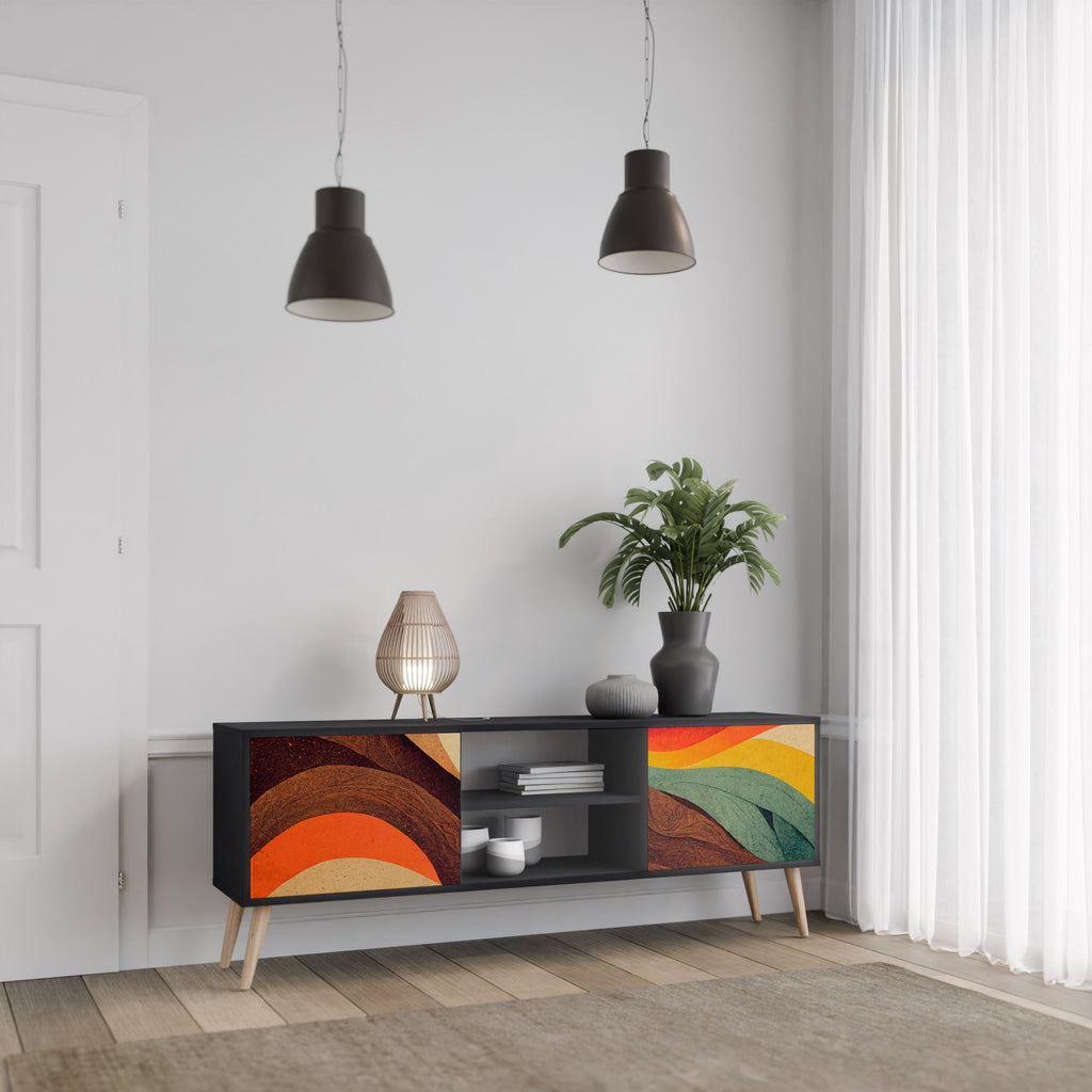 COLORFUL STRANDS Móvel de TV com 2 Portas em Acabamento Preto