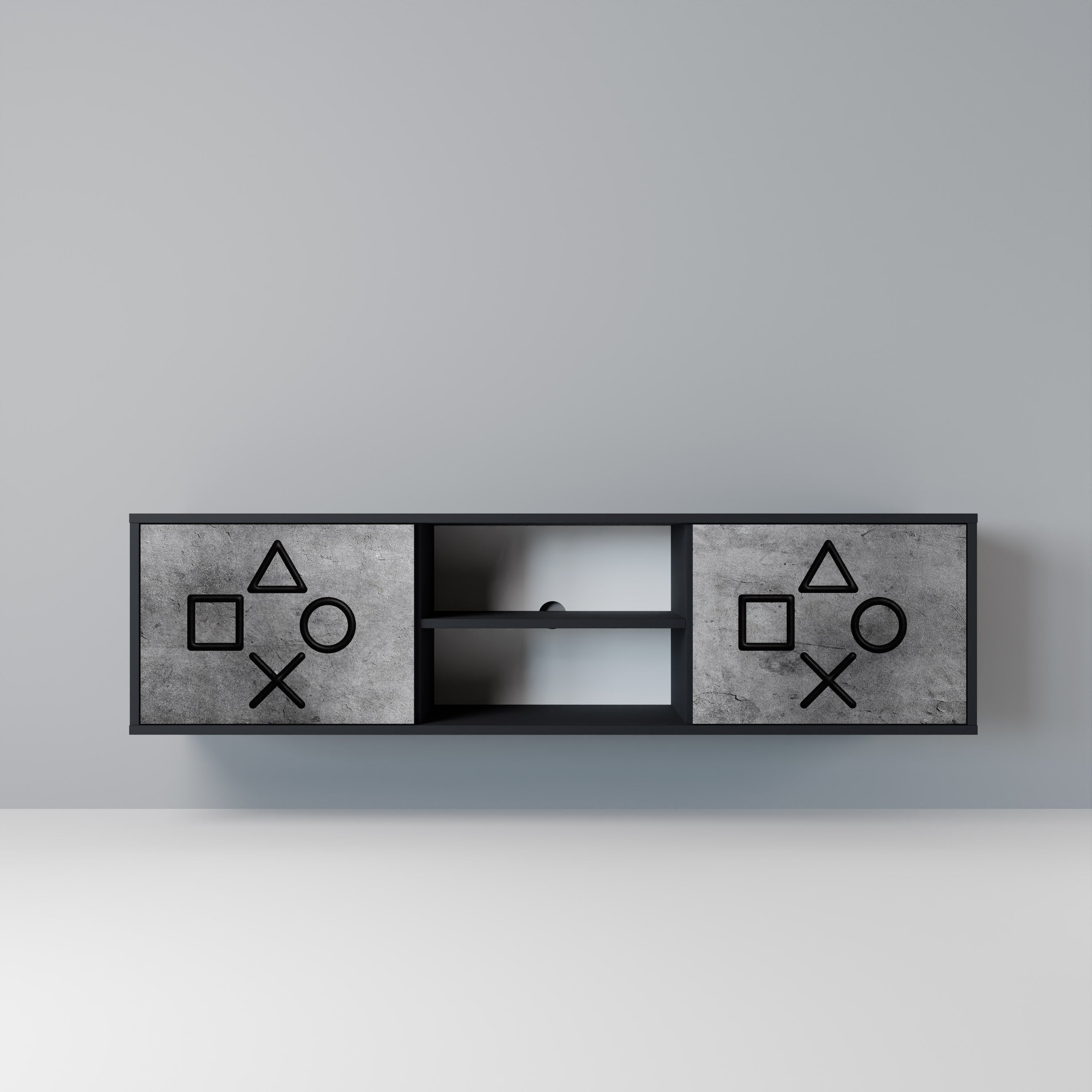 GAMER CHOICE Móvel de TV com 2 Portas em Acabamento Preto