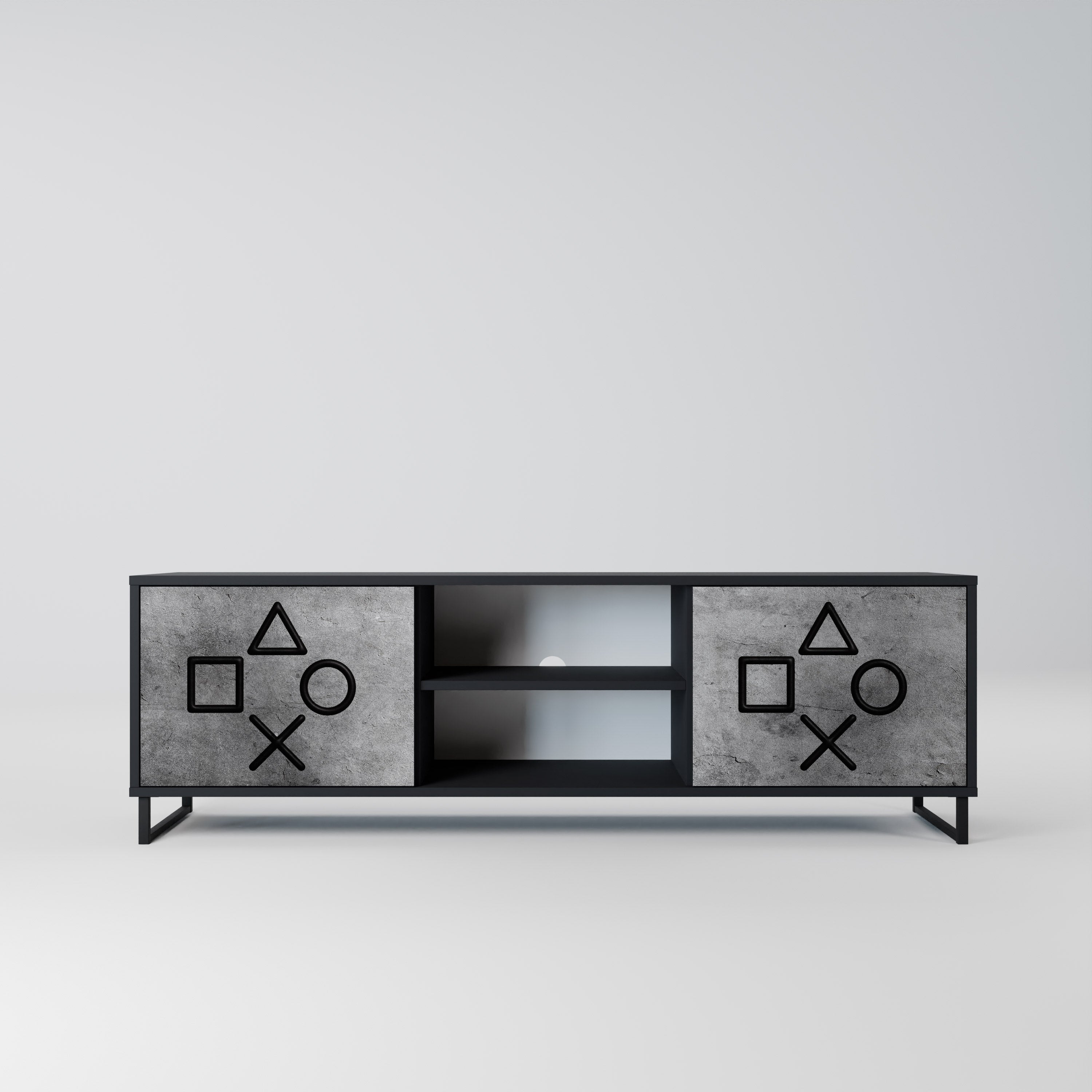 GAMER CHOICE Móvel de TV com 2 Portas em Acabamento Preto