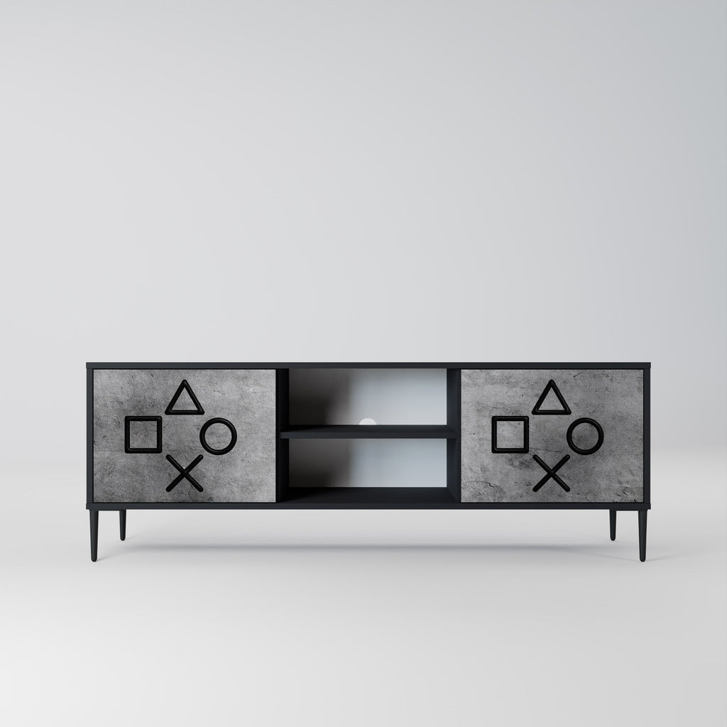 GAMER CHOICE Móvel de TV com 2 Portas em Acabamento Preto