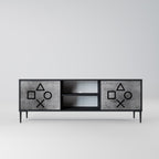 GAMER CHOICE Móvel de TV com 2 Portas em Acabamento Preto