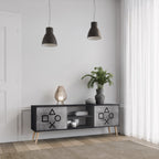 GAMER CHOICE Móvel de TV com 2 Portas em Acabamento Preto