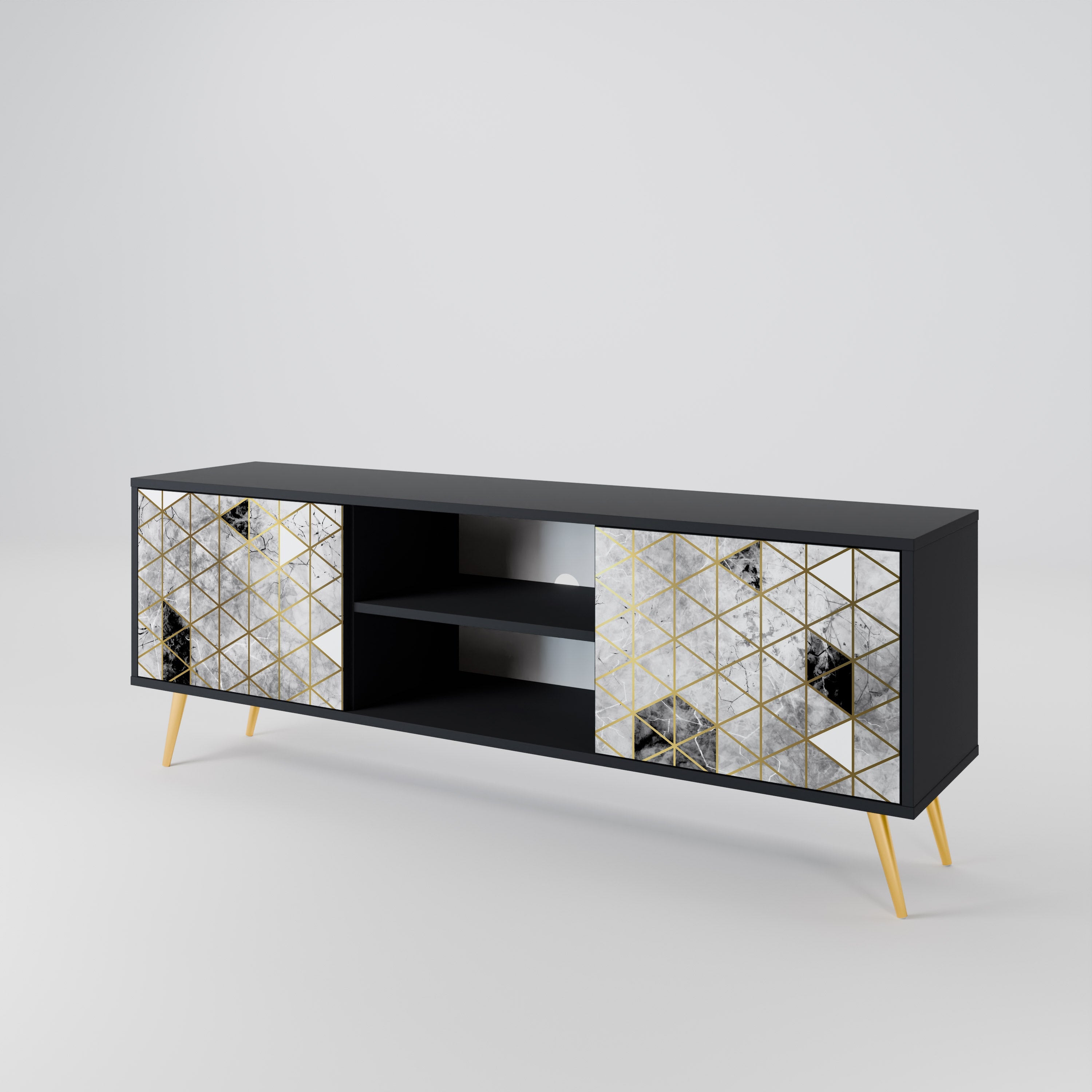 ASHEN ARIA 2-Door TV Stand in Black Finish