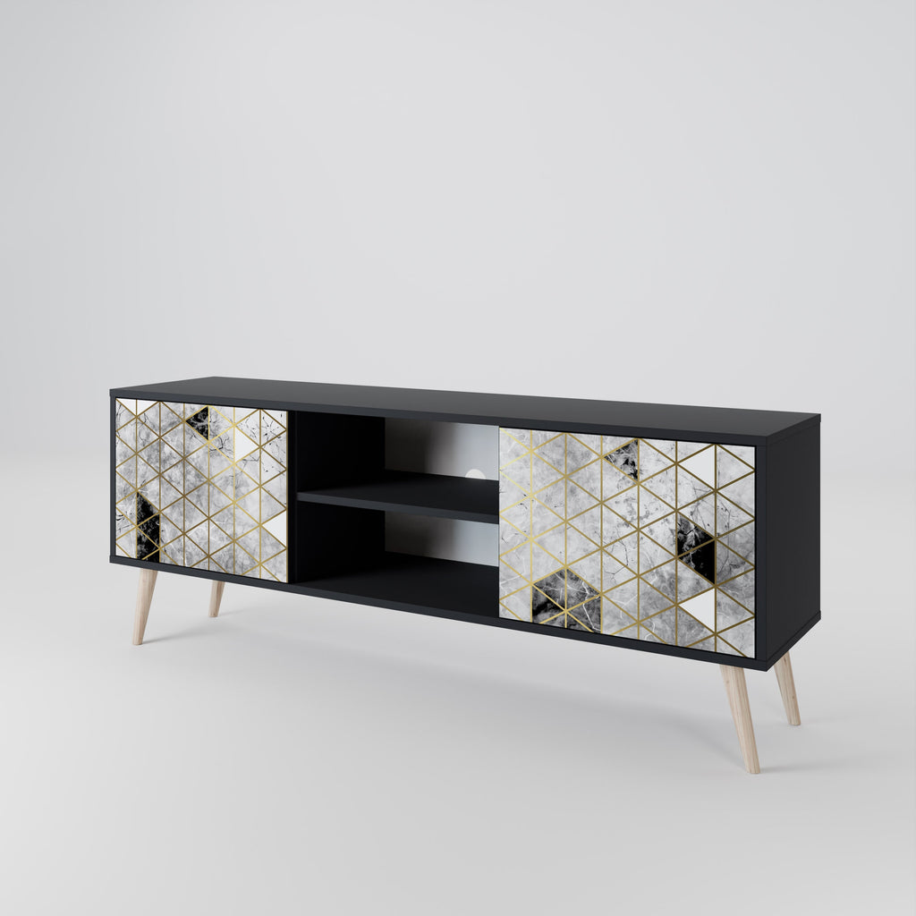 ASHEN ARIA 2-Door TV Stand in Black Finish