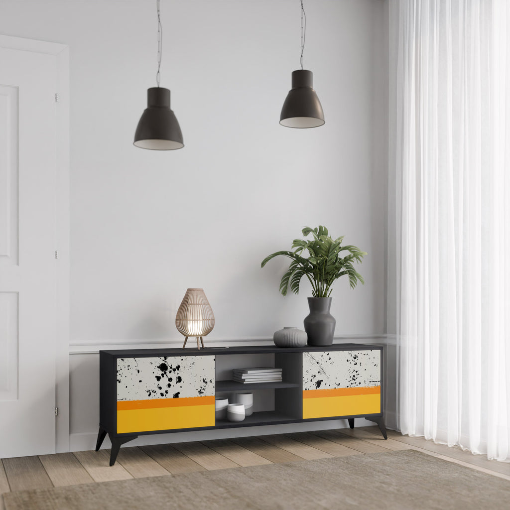 DYED BY ORANGE Móvel de TV com 2 Portas em Acabamento Preto