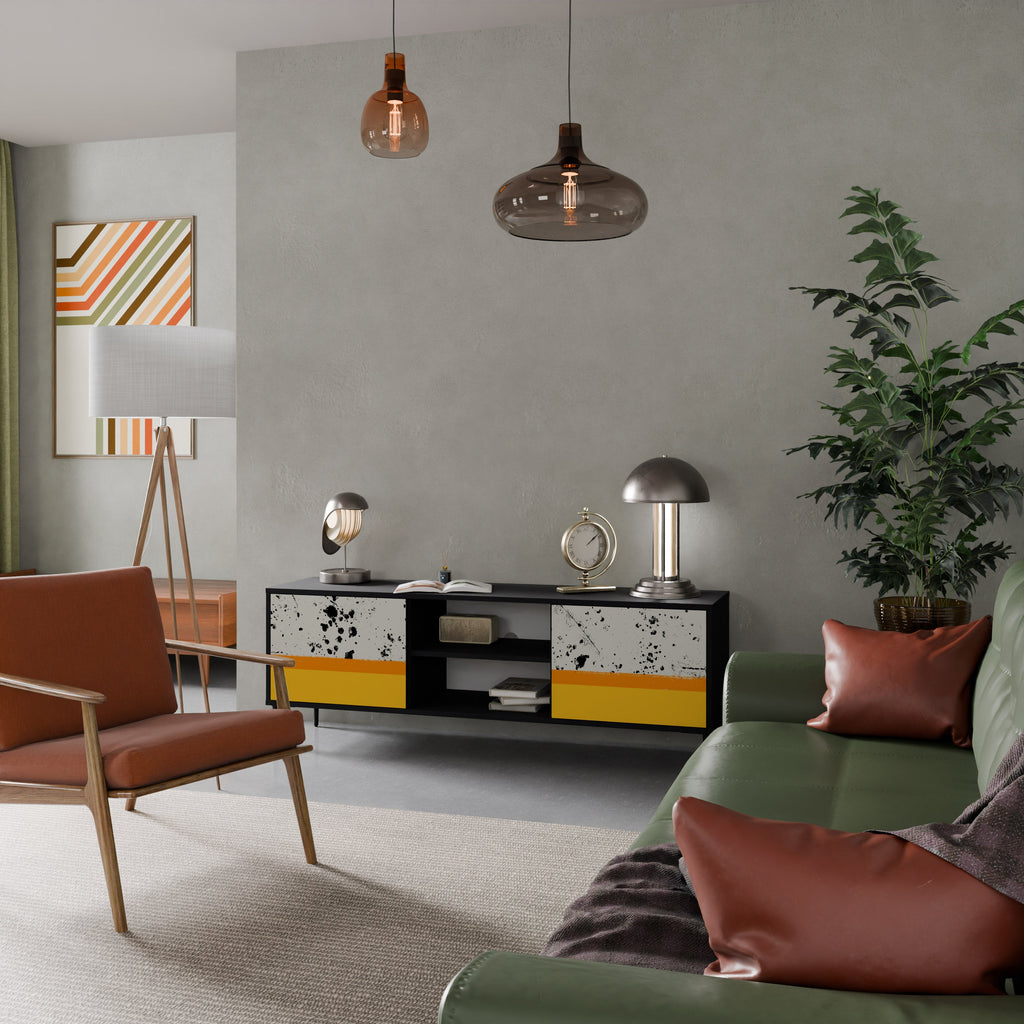 DYED BY ORANGE Móvel de TV com 2 Portas em Acabamento Preto