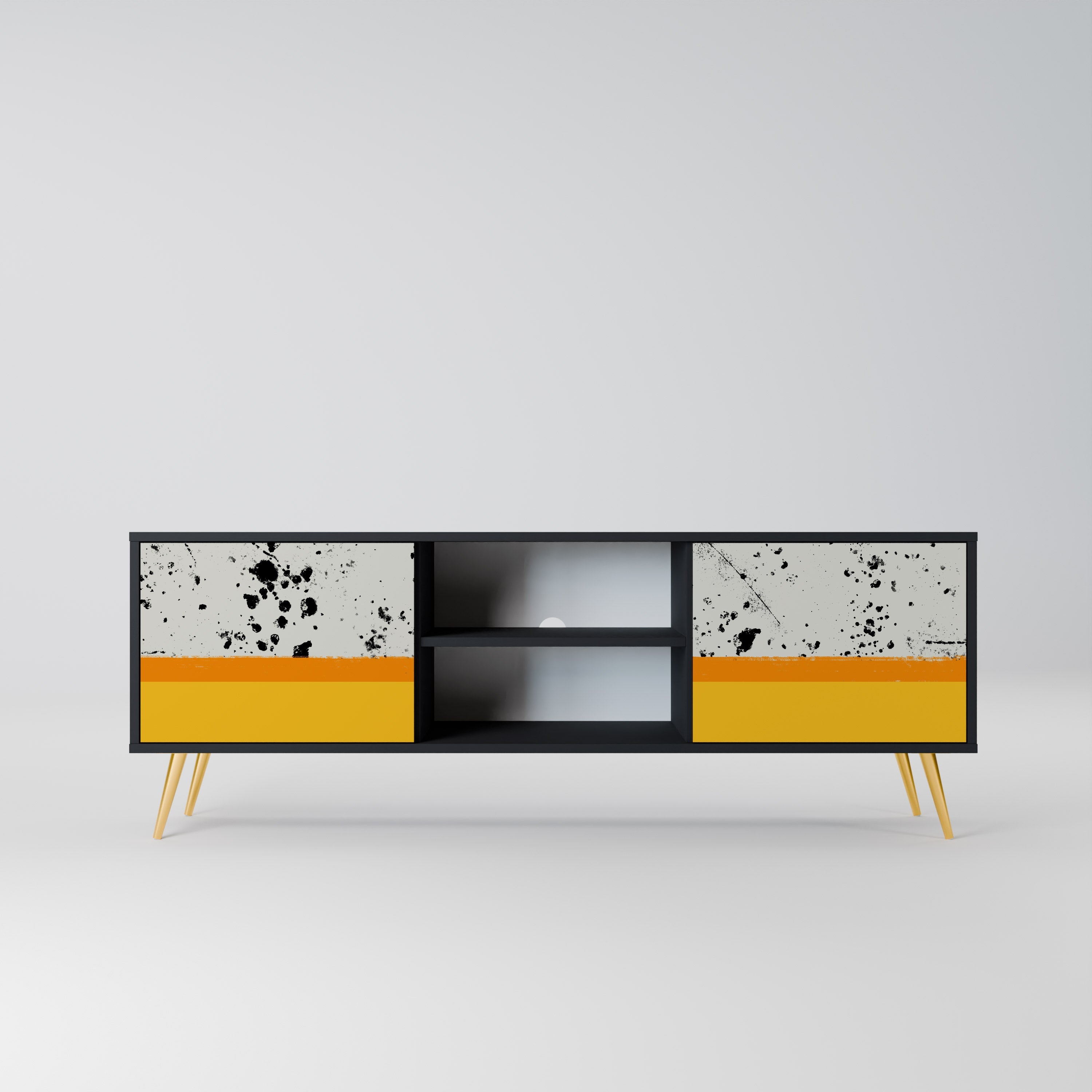 DYED BY ORANGE Móvel de TV com 2 Portas em Acabamento Preto