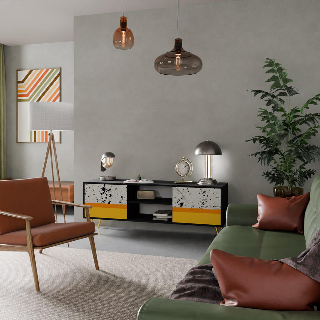 DYED BY ORANGE Móvel de TV com 2 Portas em Acabamento Preto