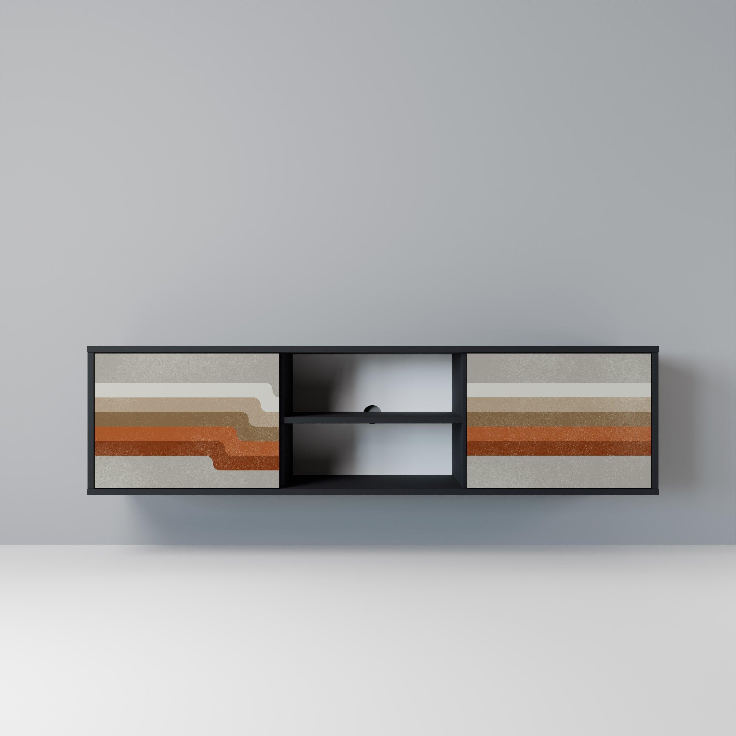 PECULIAR TRAIL Móvel de TV com 2 Portas em Acabamento Preto