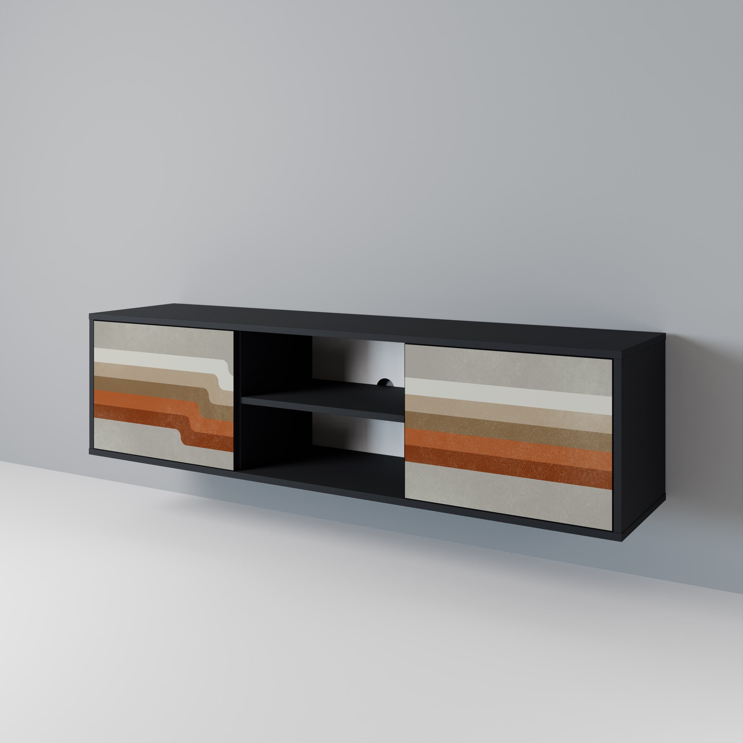 PECULIAR TRAIL Móvel de TV com 2 Portas em Acabamento Preto