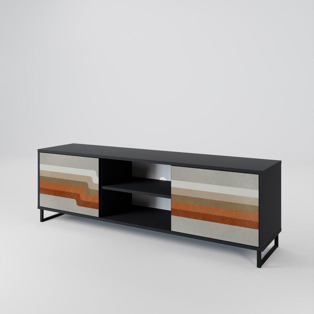 PECULIAR TRAIL Móvel de TV com 2 Portas em Acabamento Preto