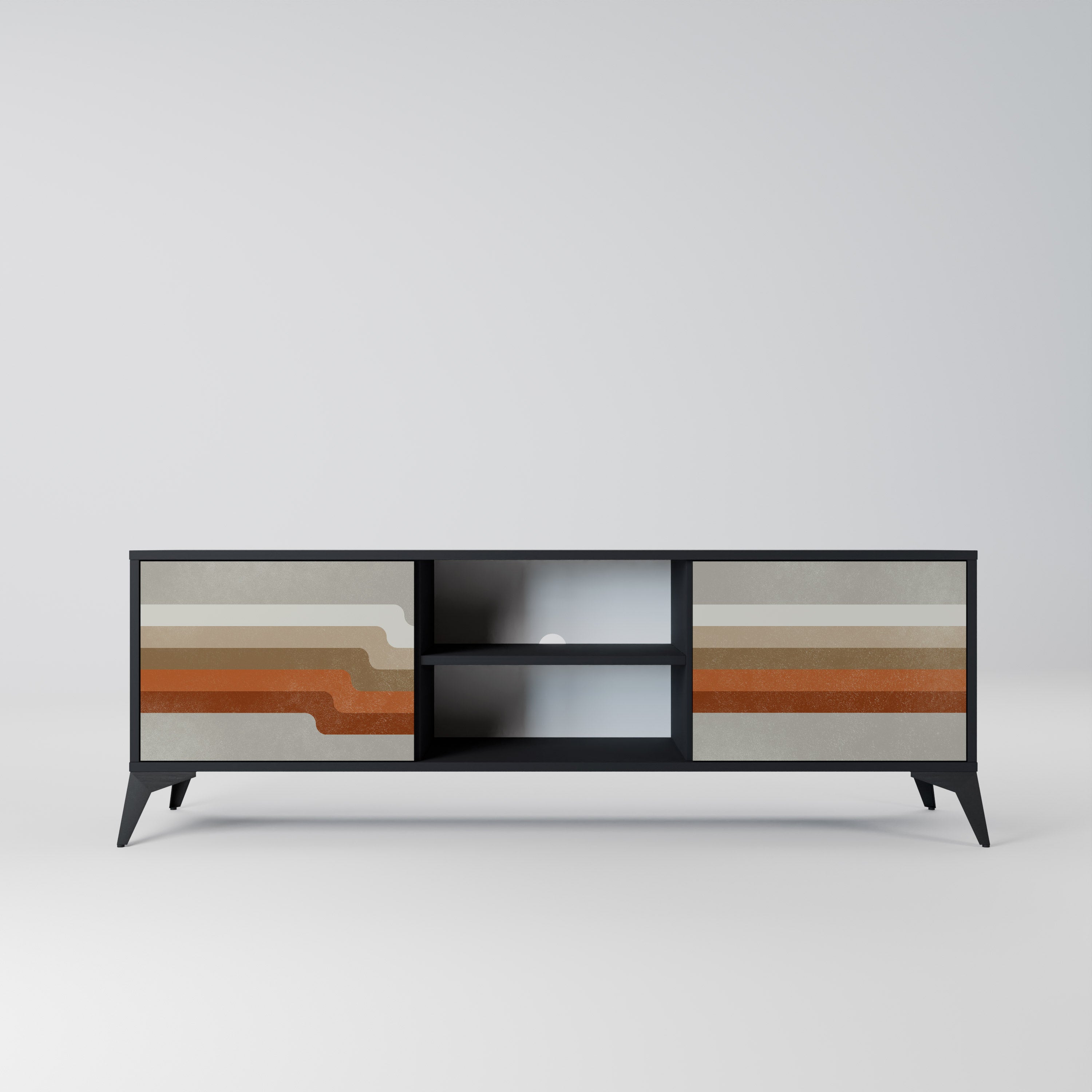 PECULIAR TRAIL Móvel de TV com 2 Portas em Acabamento Preto