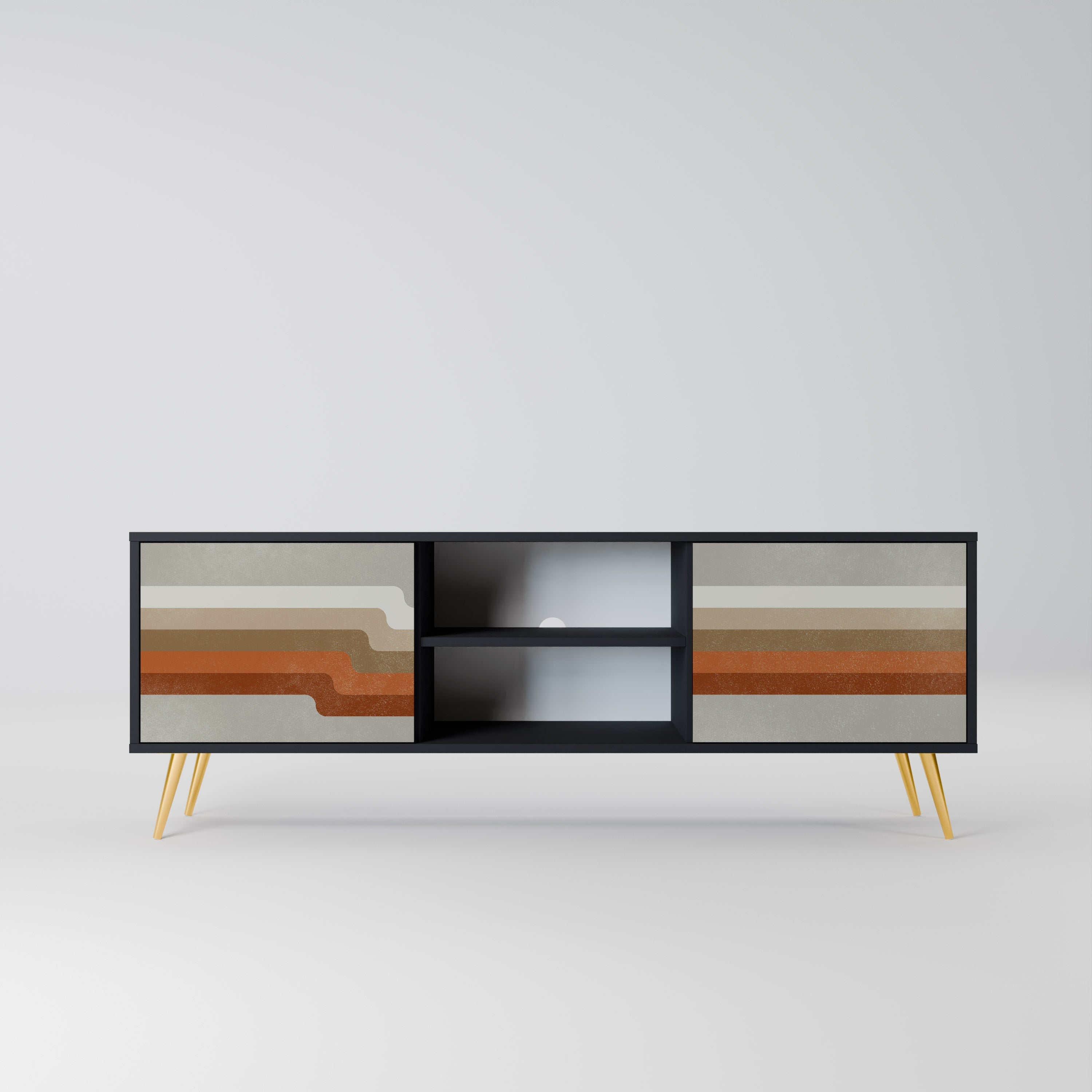 PECULIAR TRAIL Móvel de TV com 2 Portas em Acabamento Preto