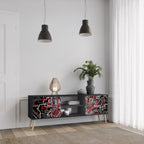 BROKEN LINES Móvel de TV com 2 Portas em Acabamento Preto