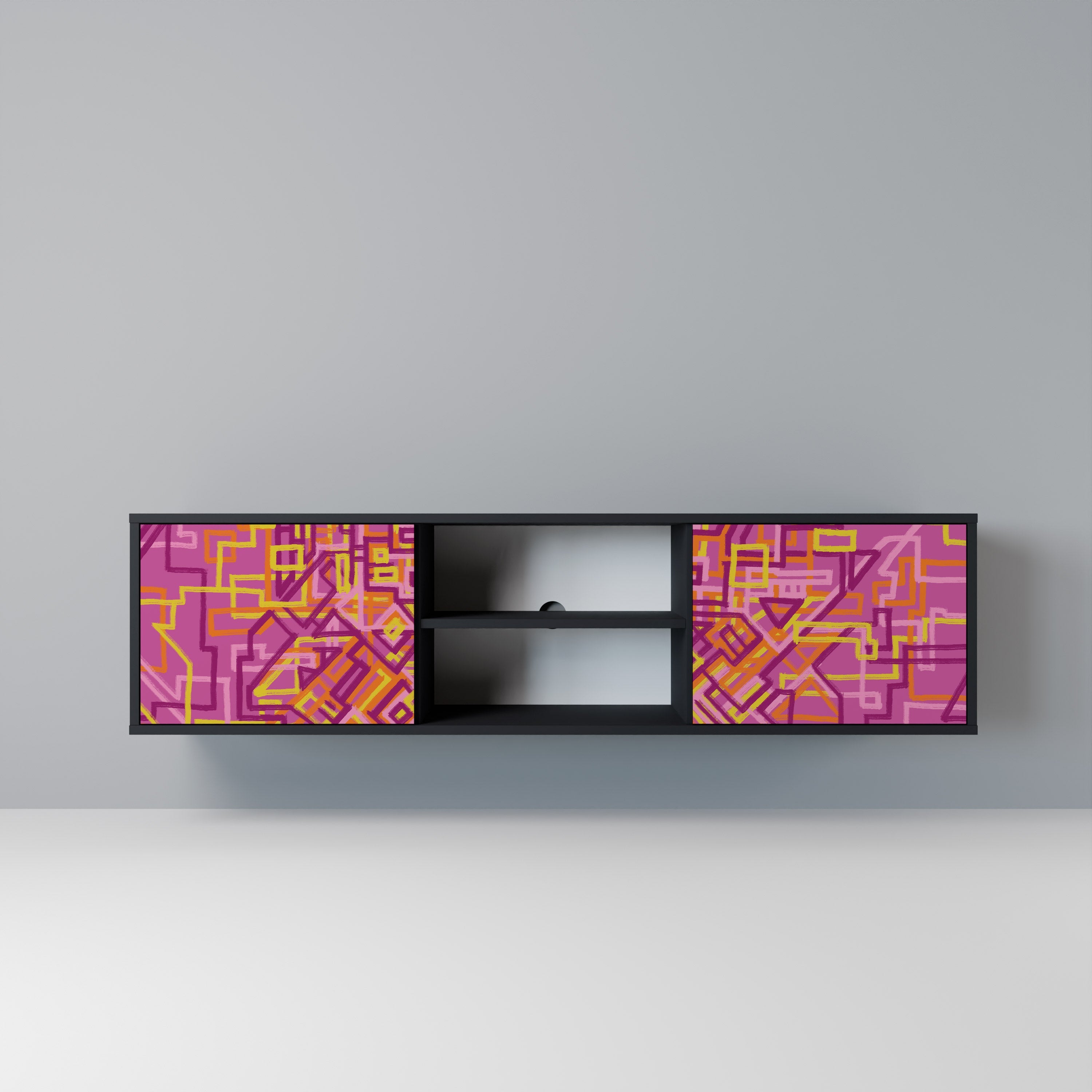 LOVELY MEMORIES Móvel de TV com 2 Portas em Acabamento Preto